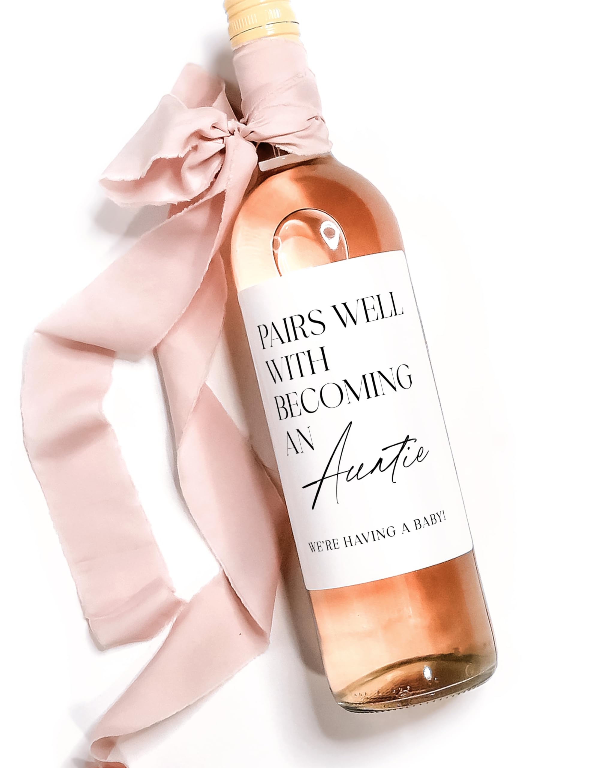 Pregnancy Announcement Wine Bottle Labels - Set of 4 - Welcome to Your Auntie Era - Baby Reveal Gift for New Aunts - Funny Wine Stickers for Auntie (Perfect for Baby Showers & Gender Reveal Parties)
