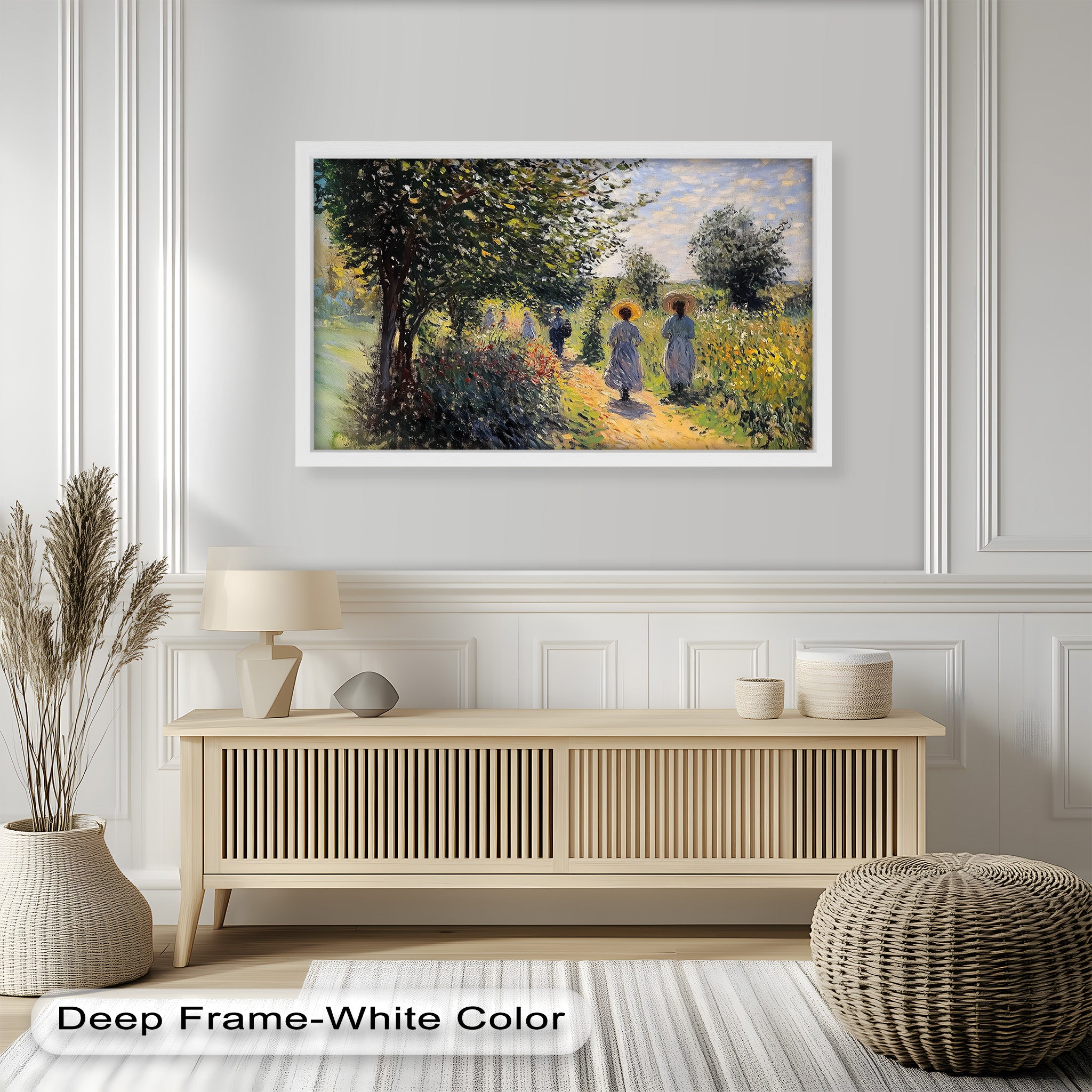 Afternoon Stroll - Sun Dappled Garden Walk Oil Painting Wall Art - Hand Painted Landscape Canvas for Living Room, Bedroom Decor - Perfect Gift for Home & Office