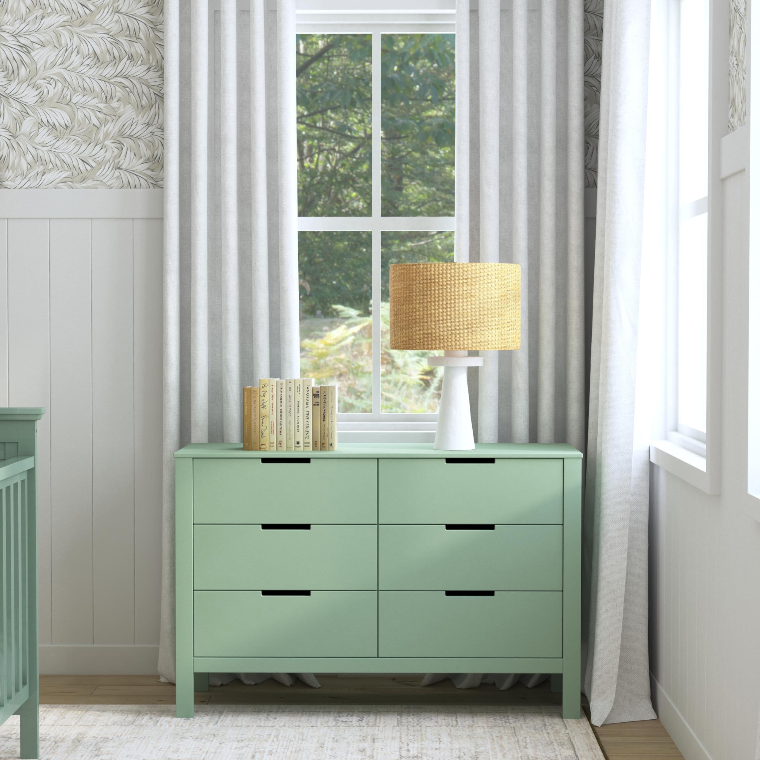 Carter's by DaVinci Colby 6-Drawer Baby Dresser - Solid Wood Double Chest of Drawers for Kids Nursery, Boys & Girls Bedroom - Versatile Storage Organizer for Clothes, Toys & Essentials - Light Sage Finish - Perfect for Nursery, Bedroom & Playroom Organization