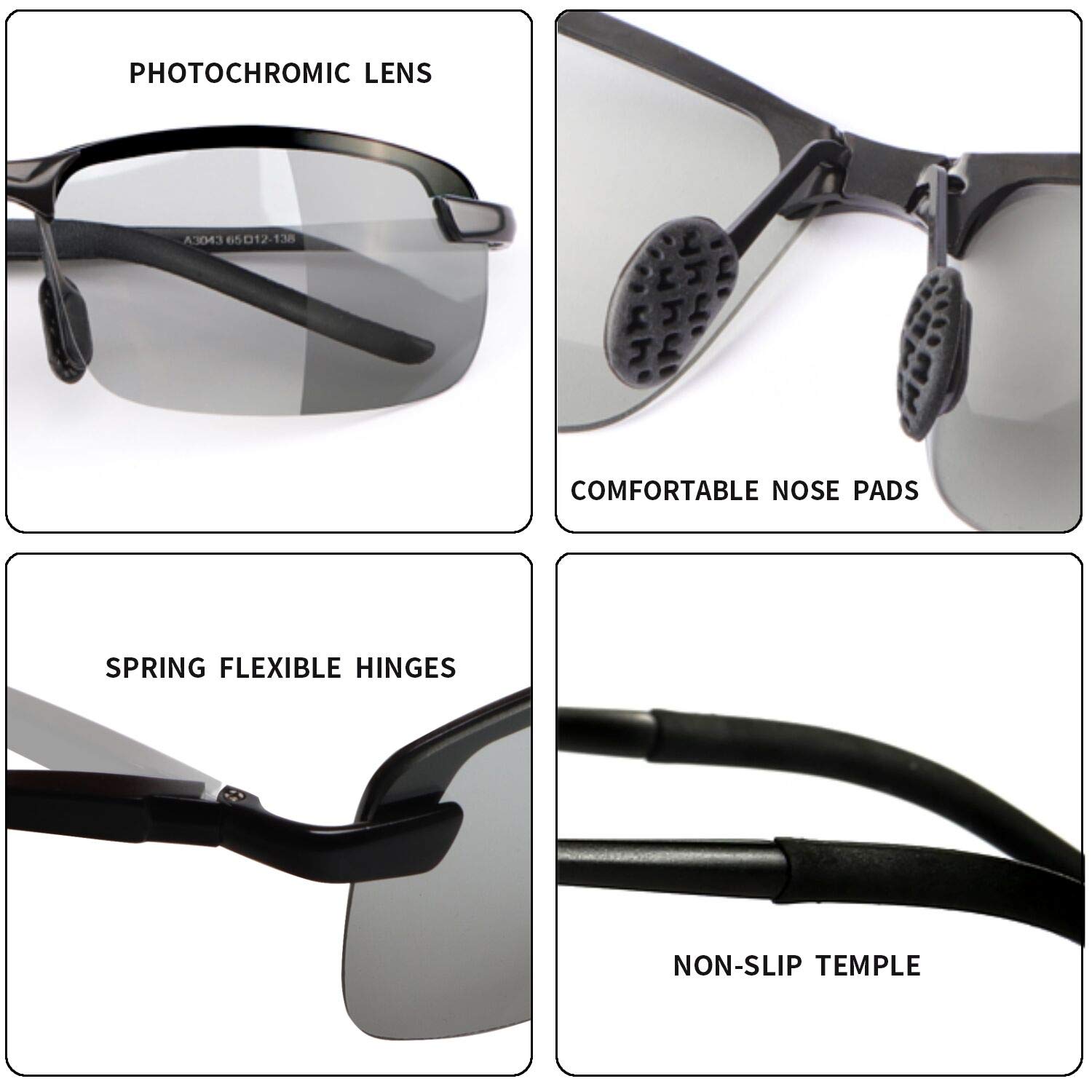 Polarized Photochromic Z87 Safety Sunglasses for Men - Day & Night Driving Glasses for UV Protection & Eye Safety