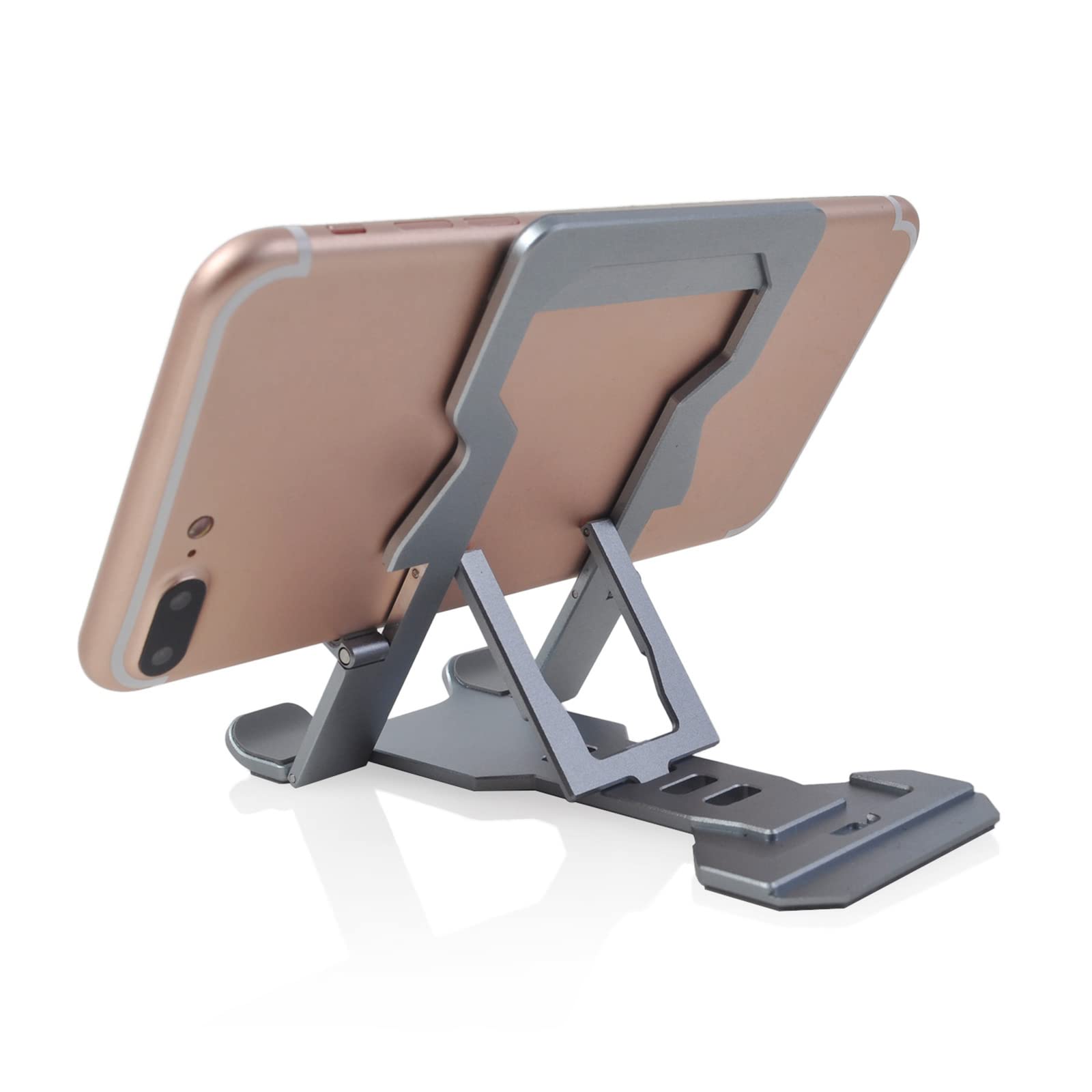 Adjustable Aluminum Alloy Foldable Phone Stand - Portable Desk Cell Phone Holder Cradle Dock for iPhone, Samsung & Most Smartphones | Perfect for Home Office, Bedside & Travel Use