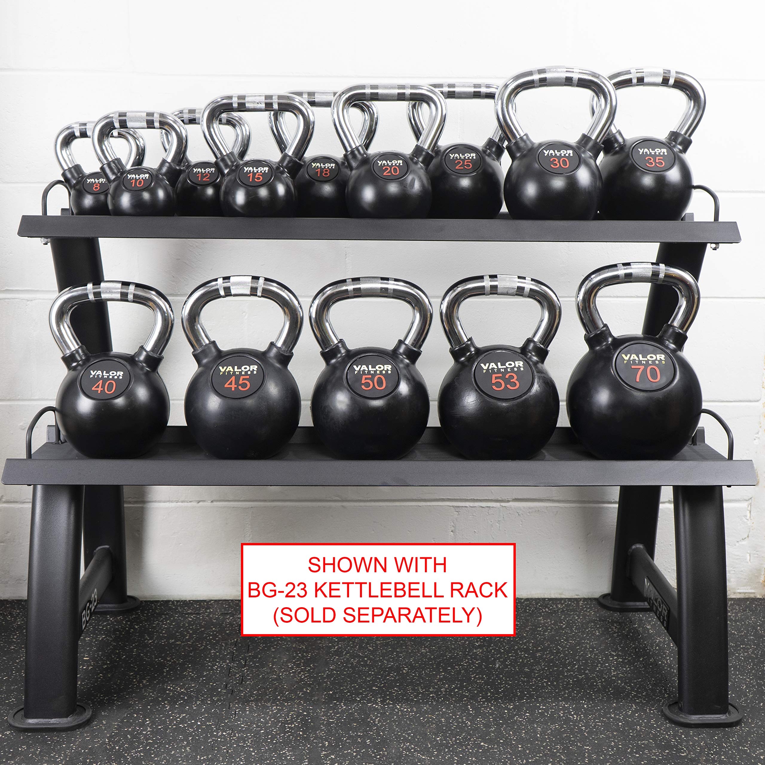 Valor Fitness Chrome Kettlebell Weights with Knurled Handle - Home Gym Equipment for Strength Training, CrossFit & Functional Fitness - Perfect for Men & Women Workouts