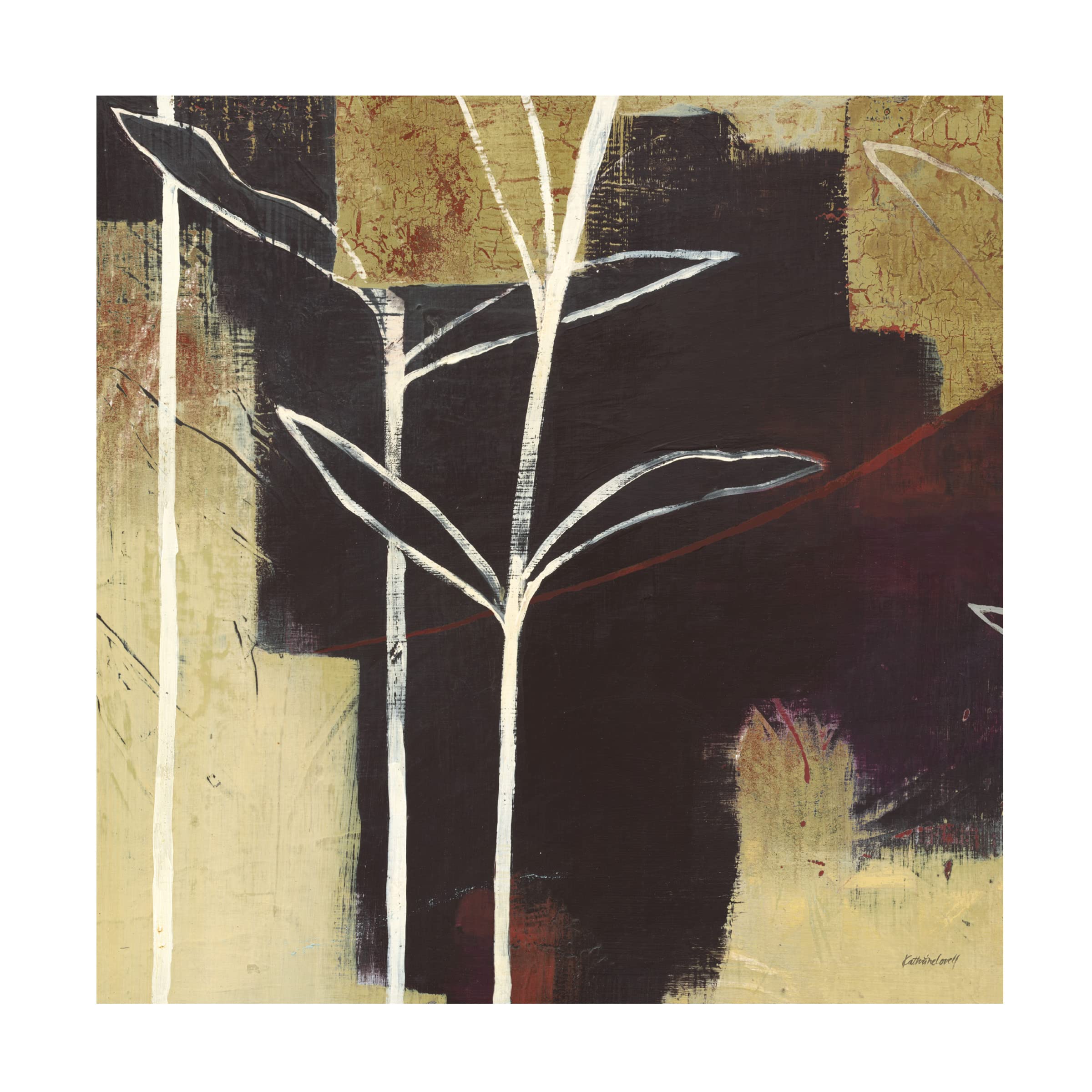 Trademark Fine Art 'Sun Stems Tile III' Canvas Wall Art Print by Kathrine Lovell - Modern Botanical Decor for Living Room, Bedroom & Office