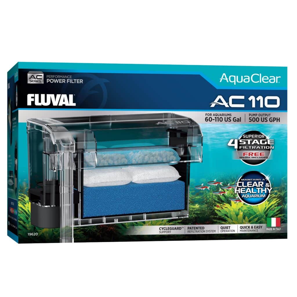 Fluval Aquaclear Hang on Back Filter AC110 - High Performance 500GPH (1,892L/h) for 60-110 Gallon Aquariums - Ideal for Freshwater & Saltwater Fish Tanks, Planted Aquariums, and Reef Systems