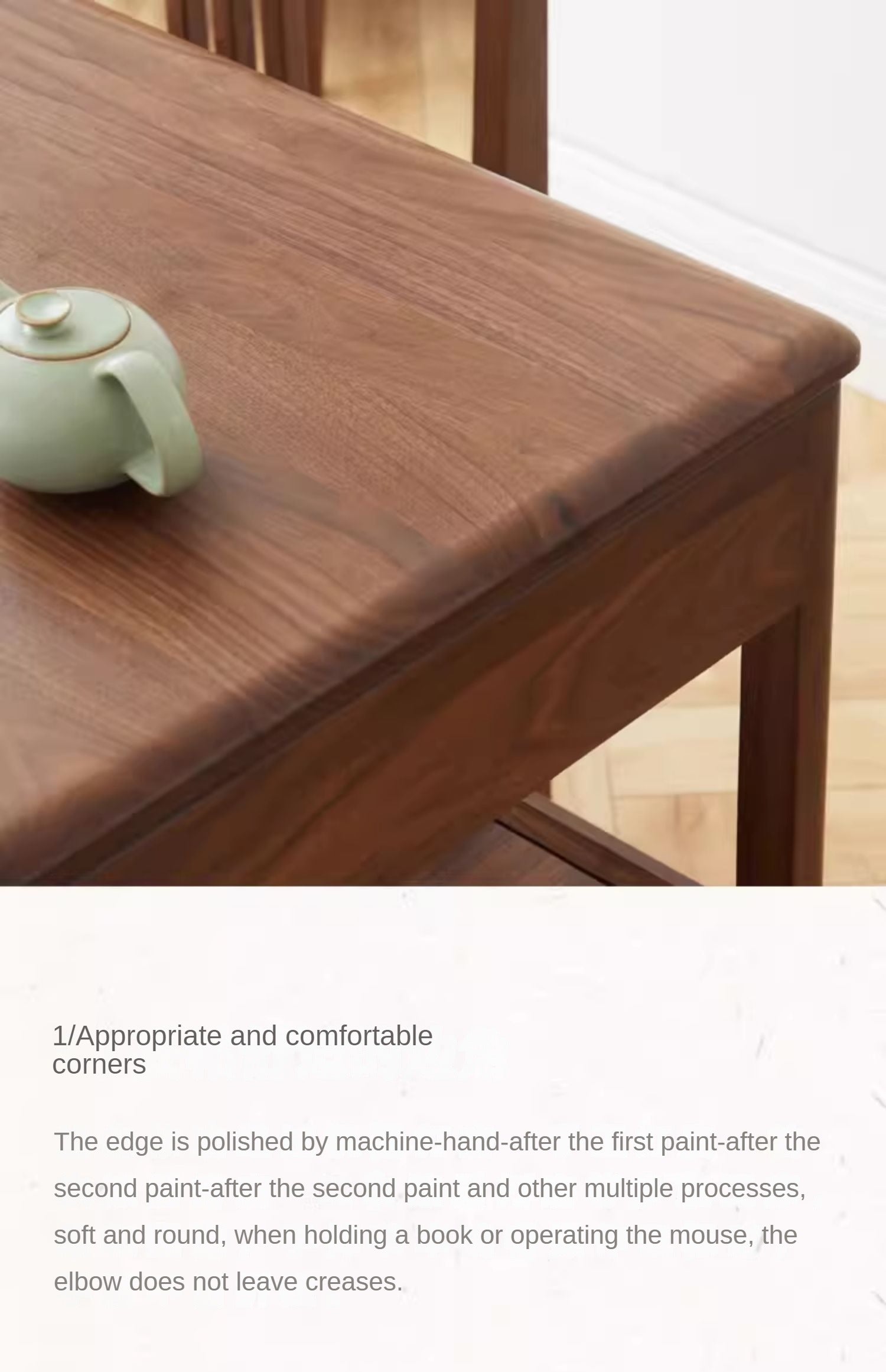 Premium Black Walnut Solid Wood Modern Study Desk - Handcrafted Writing Table for Home Office, Library & Workspace - Ergonomic Design for Comfortable Studying & Remote Work