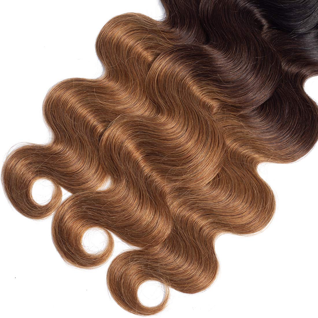 Brazilian Virgin Ombre Hair Extensions - 3 Bundles Body Wave Weave (16/18/20 Inch) T1B/4/30 Unprocessed Human Hair for Natural Look - Perfect for Daily Wear, Parties & Special Occasions