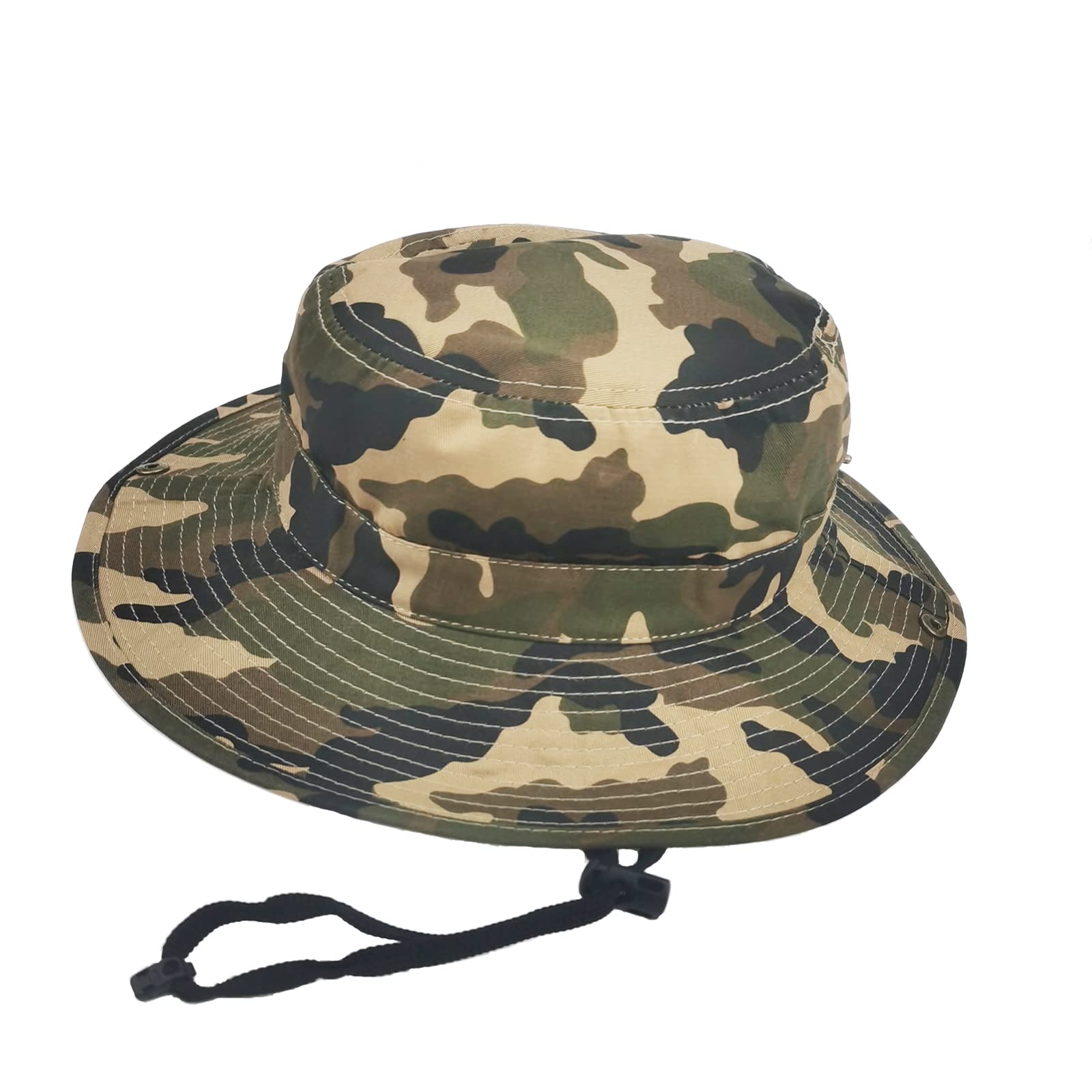 UPF50+ Boys Camo Safari Sun Hat - Breathable & Packable Bucket Hat for Kids Ages 5-8 - Perfect for Outdoor Adventures, Beach Trips & Summer Camping