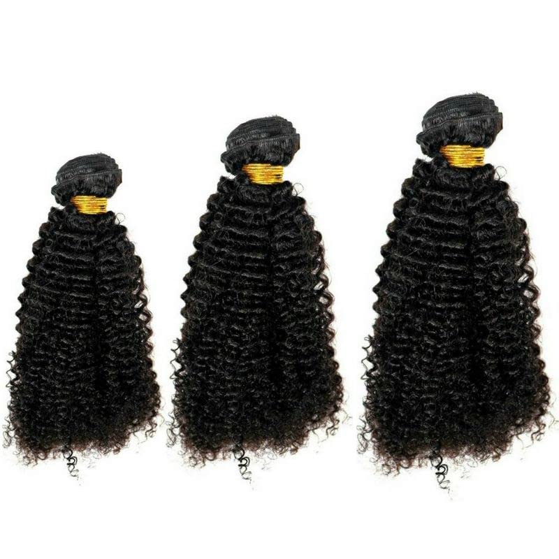 Brazilian Afro Kinky Curly Hair Extensions 3-Pack Bundle - 100% Human Hair Weave Bundles for Black Women | Perfect for Protective Styles, Wig Making & Natural Hair Blending