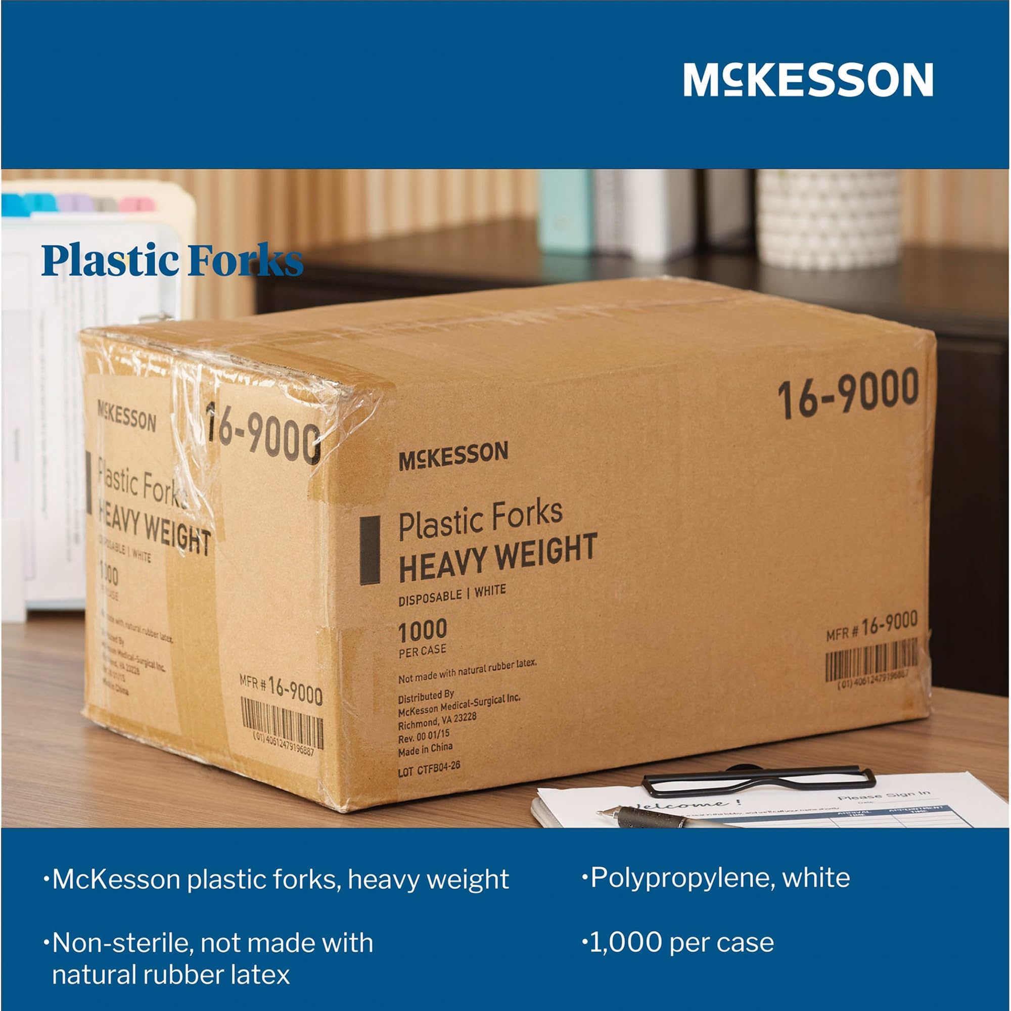 McKesson Heavy Duty Disposable Plastic Forks - 1000 Count, White - Perfect for Parties, Picnics & Catering Events