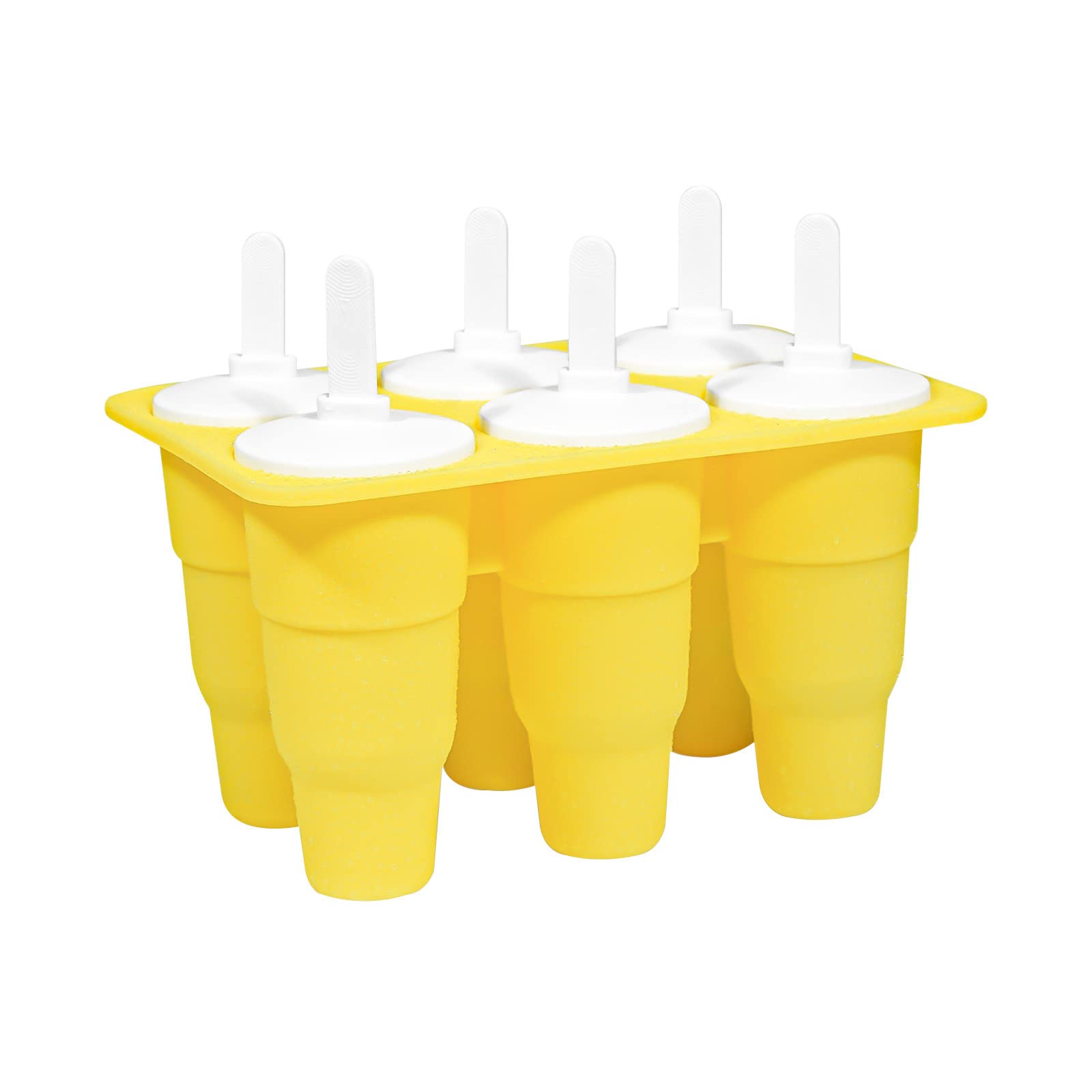 Collapsible Silicone Popsicle Molds - Easy Release Reusable Ice Pop Makers with Drip Guards for Homemade Ice Cream & Frozen Treats (Yellow) - Perfect for Summer Snacks, Kids Parties & Healthy Desserts