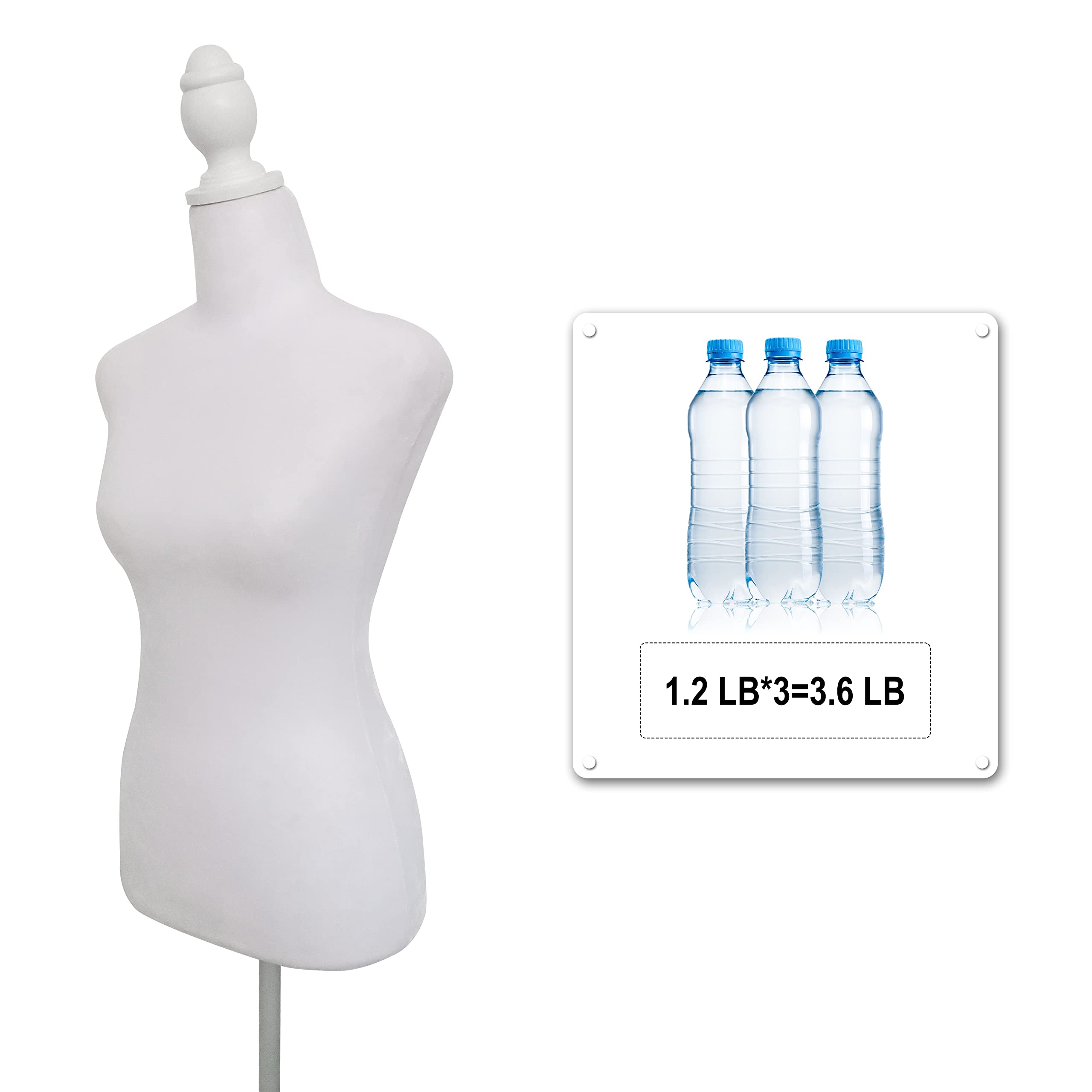 Adjustable Female Dress Form Mannequin Torso with Tripod Stand - White Jewelry & Clothing Display for Boutique, Fashion Studio & Home Sewing