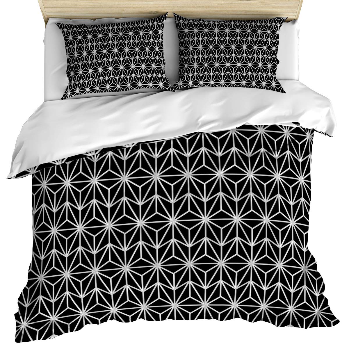 Vintage Geometric Crystal Emotion Duvet Cover Set - 3 Piece Twin Size, Ultra Soft Breathable Washed Cotton Bedding with Corner Ties & Zipper Closure (1 Duvet Cover + 2 Pillow Shams) - Perfect for Bohemian & Modern Bedroom Decor