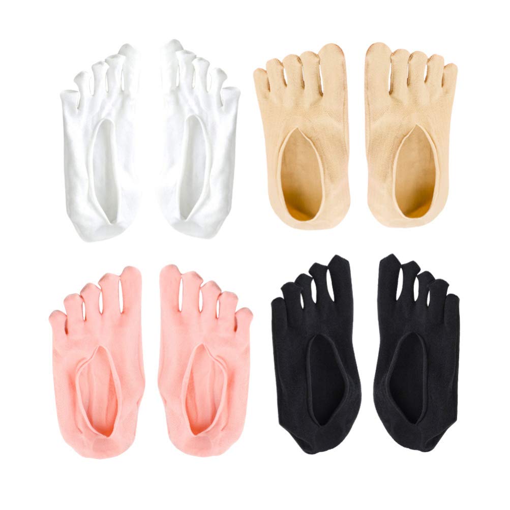 HEALLILY Non-Slip Grip Socks for Women & Men - 4 Pairs Yoga Socks with Toe Separation, Anti-Skid Design for Pilates, Barre, Ballet, Fitness & Dance - Perfect for Home Workouts, Studio Classes and Gym Sessions