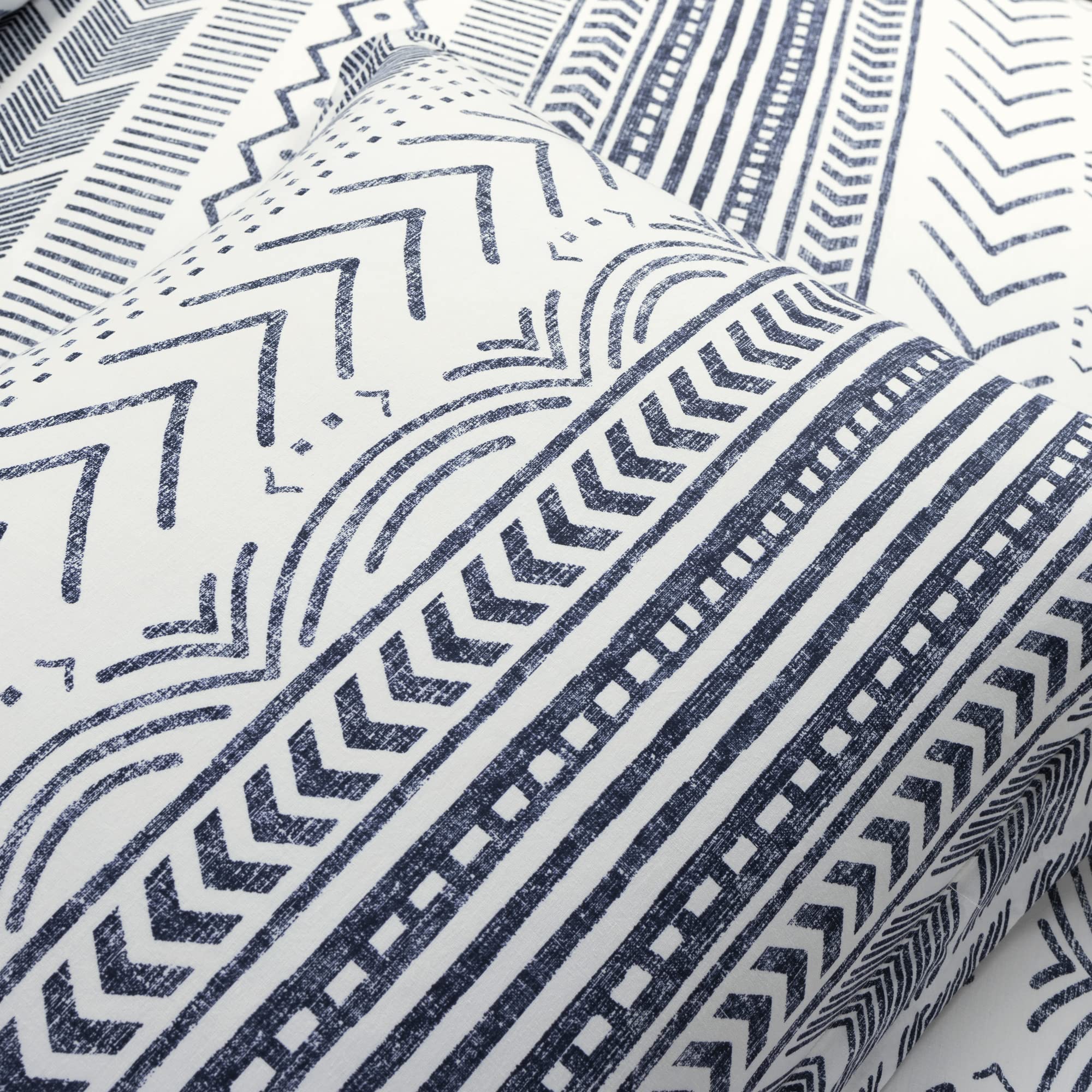 Lush Hygge Reversible Cotton Duvet Set - King Navy & White for Cozy Bedroom