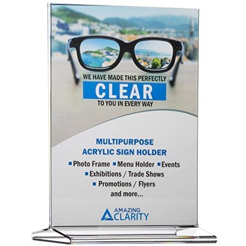 5x7 Inches Clear Acrylic Sign Holder - Table Top Menu Display Stand (Pack of 6) - Perfect for Restaurants, Retail Stores & Events