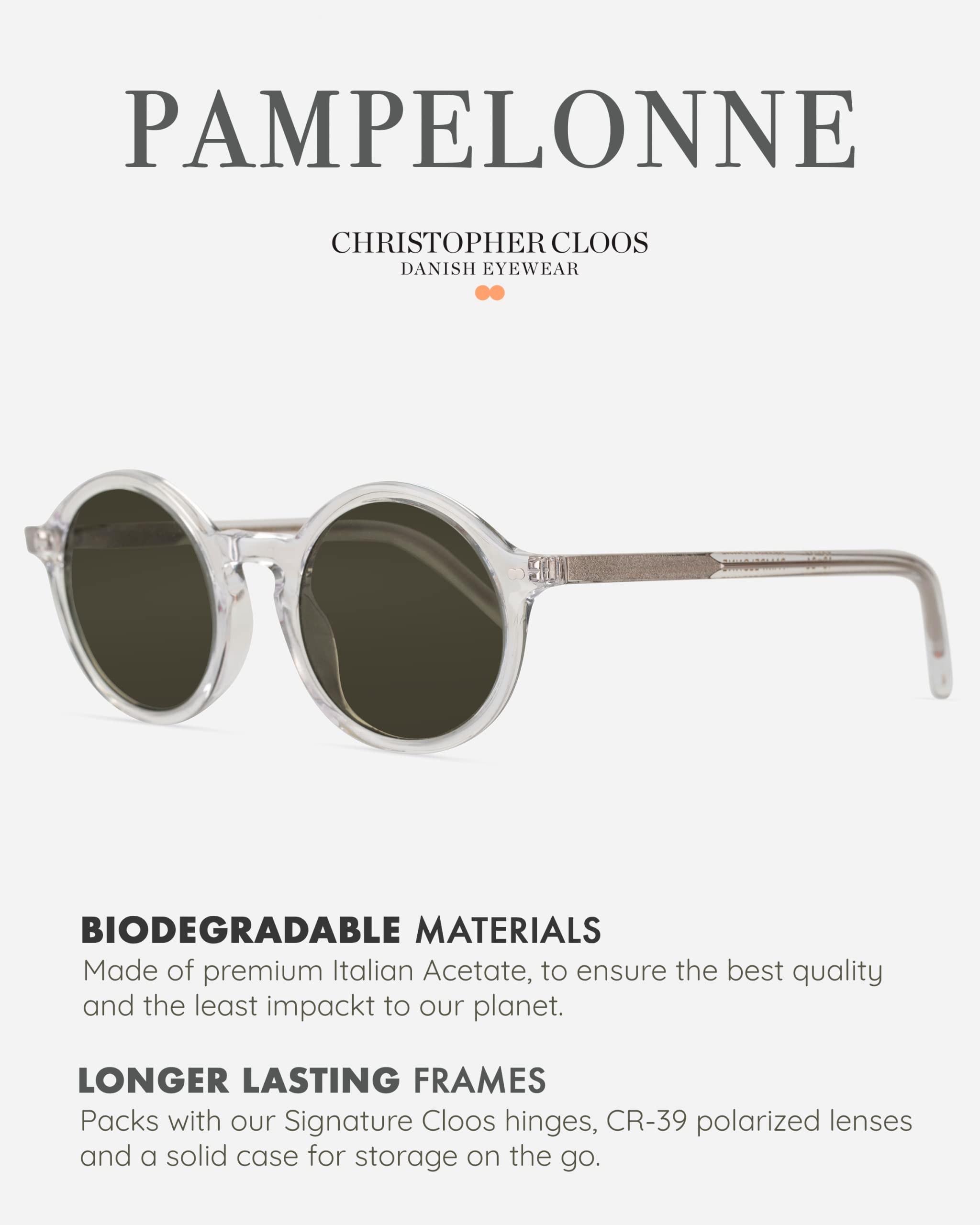 Christopher Cloos Pampelonne Minimalist Polarized Sunglasses for Men & Women - UV Protection, Lightweight & Stylish for Driving, Beach & Outdoor Activities