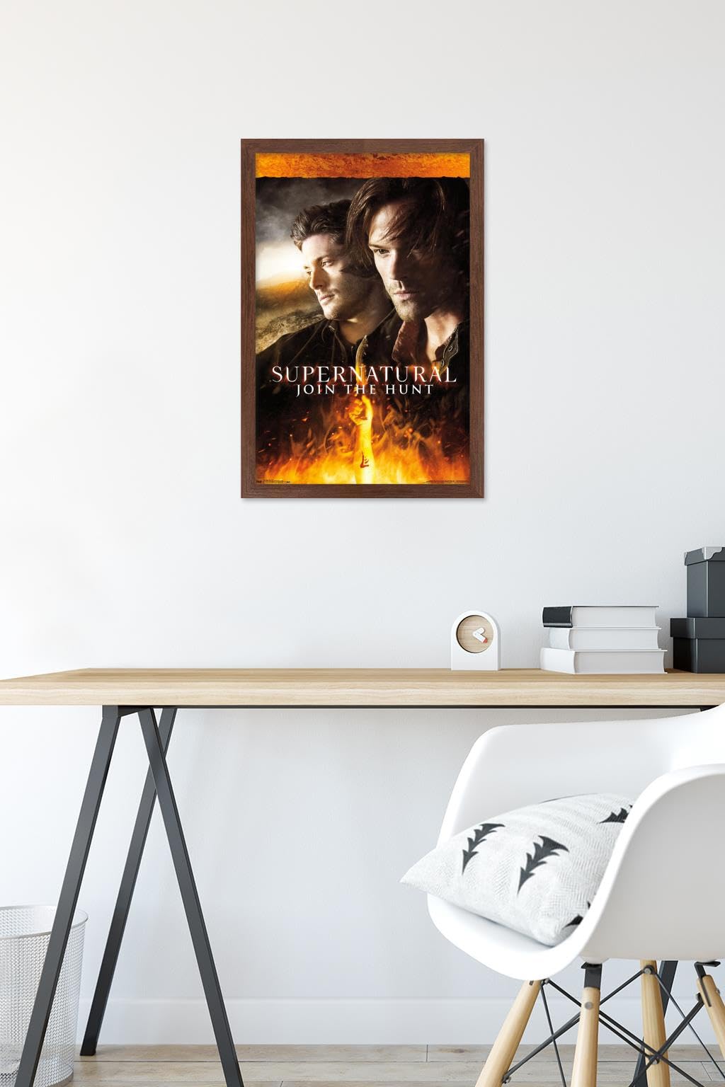 Trends International Supernatural Fire Wall Poster - 14.725 x 22.375 Inches Mahogany Framed Art Print - Perfect for Home Decor, Office, Bedroom & Gift Giving