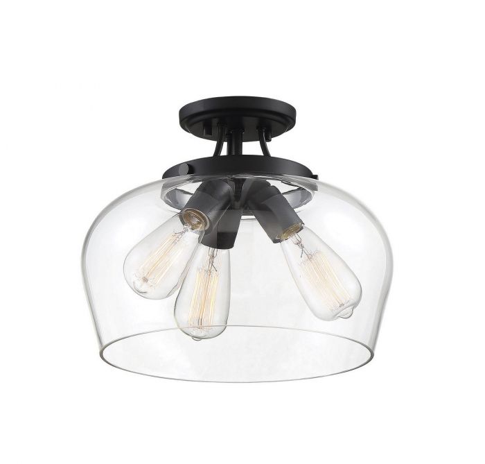 Brantley Semi Flush Mount Ceiling Light - Modern Farmhouse Lighting Fixture for Bedroom, Kitchen, Dining Room & Living Room