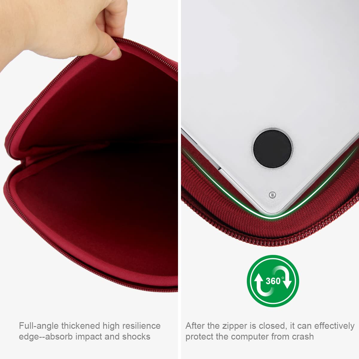 Premium 13-14 Inch Laptop Sleeve for MacBook Pro/Air, HP, Dell, Lenovo, Asus, Acer - Water-Resistant Protective Case with Carrying Handle - Perfect for Work, Travel & School - Wine Red