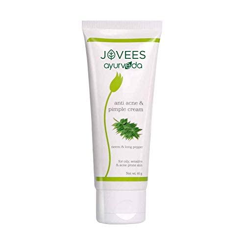 Jovees Ayurveda Neem & Long Pepper Anti Acne and Pimple Cream for Oily, Sensitive & Acne-Prone Skin - Paraben & Alcohol Free Treatment to Clear Breakouts & Prevent Future Acne - 60g | Perfect for Daily Skincare Routine & Teenage Acne Care