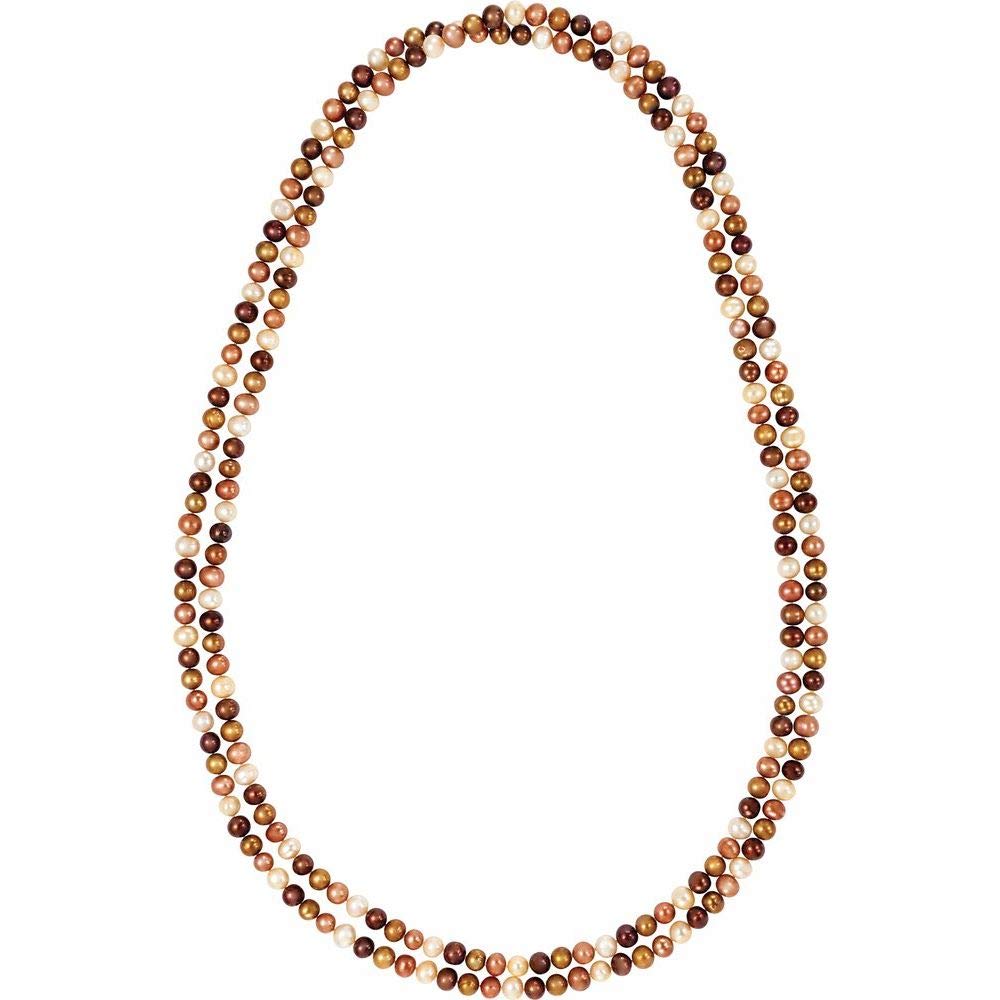 Freshwater Cultured Dyed Chocolate Pearl Rope Chain Necklace - Clasp-Free Design for Women, Perfect for Weddings, Parties & Elegant Evening Wear