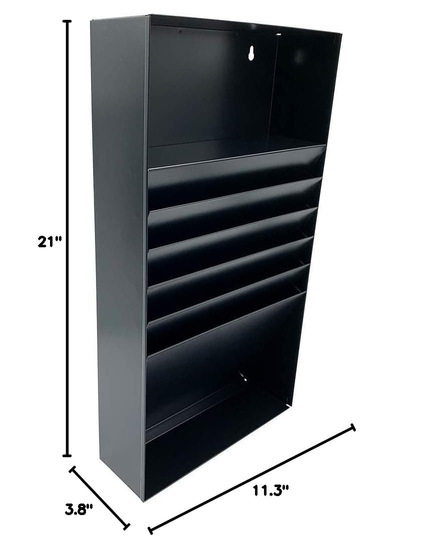 5-Slot Huron Steel Desk & Drawer Stationery Organizer - Black | Perfect for Office, Home & School Organization