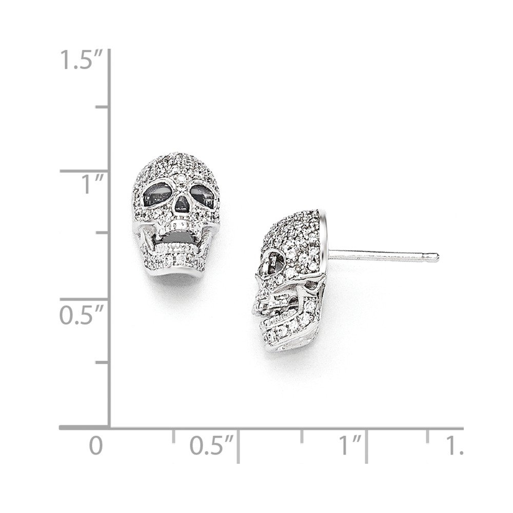 Sterling Silver & Cubic Zirconia Skull Stud Earrings for Women - Gothic Punk Jewelry - Perfect for Halloween, Costume Parties, and Everyday Edgy Style