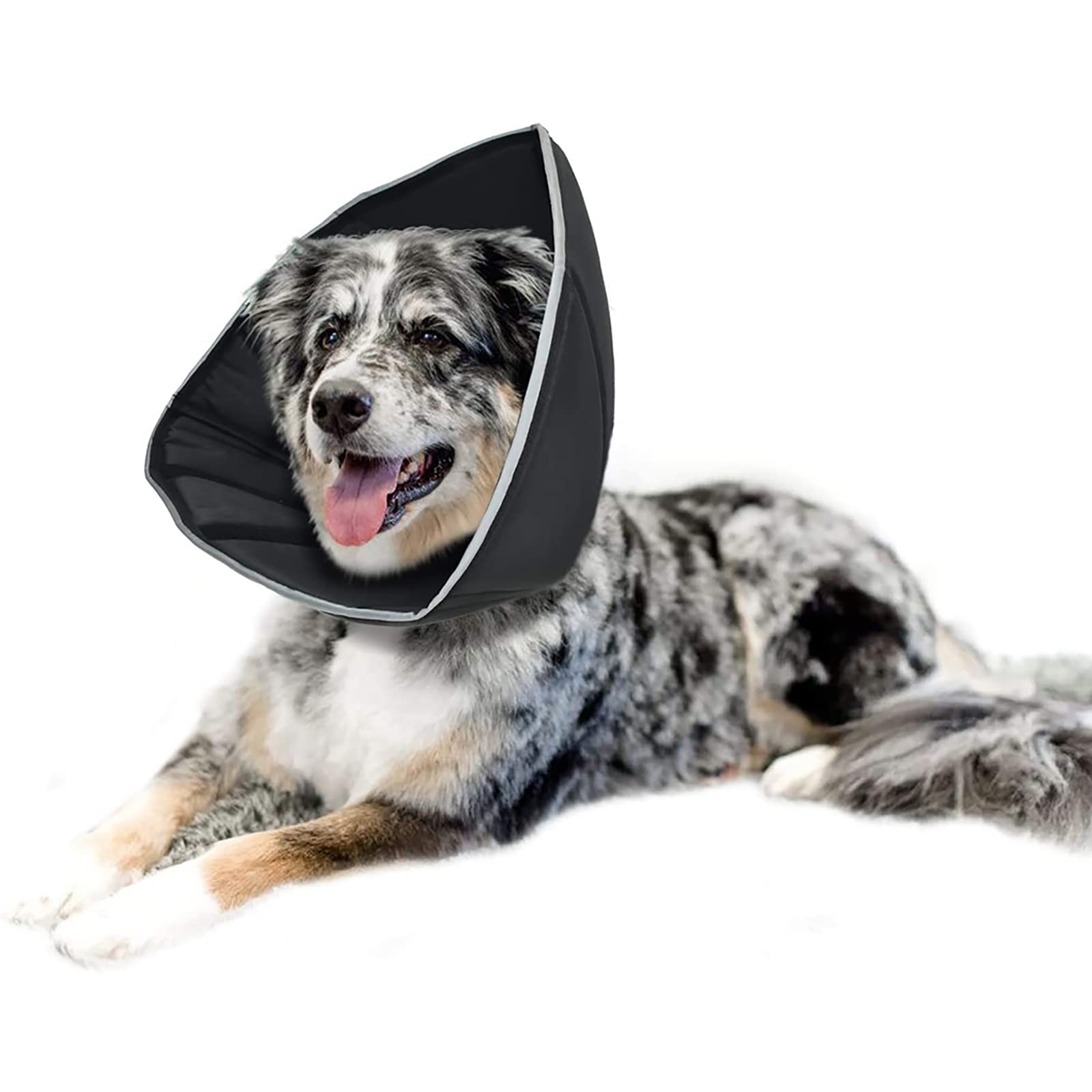 GabeFish Soft Adjustable Dog Recovery Collar (Flower Cone) - Post-Surgery E-Collar for Small, Medium & Large Dogs - Comfortable Black X-Large Size - Perfect for Wound Protection & Healing After Spay/Neuter Surgery