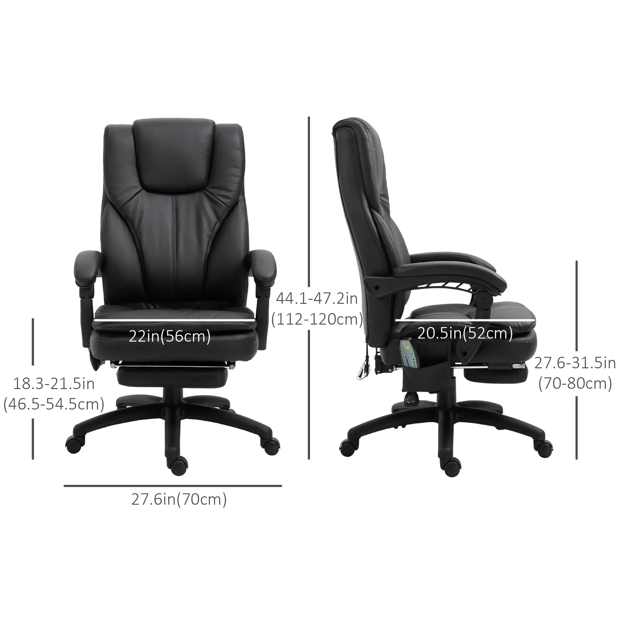Vinsetto Ergonomic Office Chair with High Back, 6-Point Vibration Massage, 360° Swivel & Adjustable Height - Reclining Executive Chair with Retractable Footrest for Home Office, Gaming, and Workspace Comfort