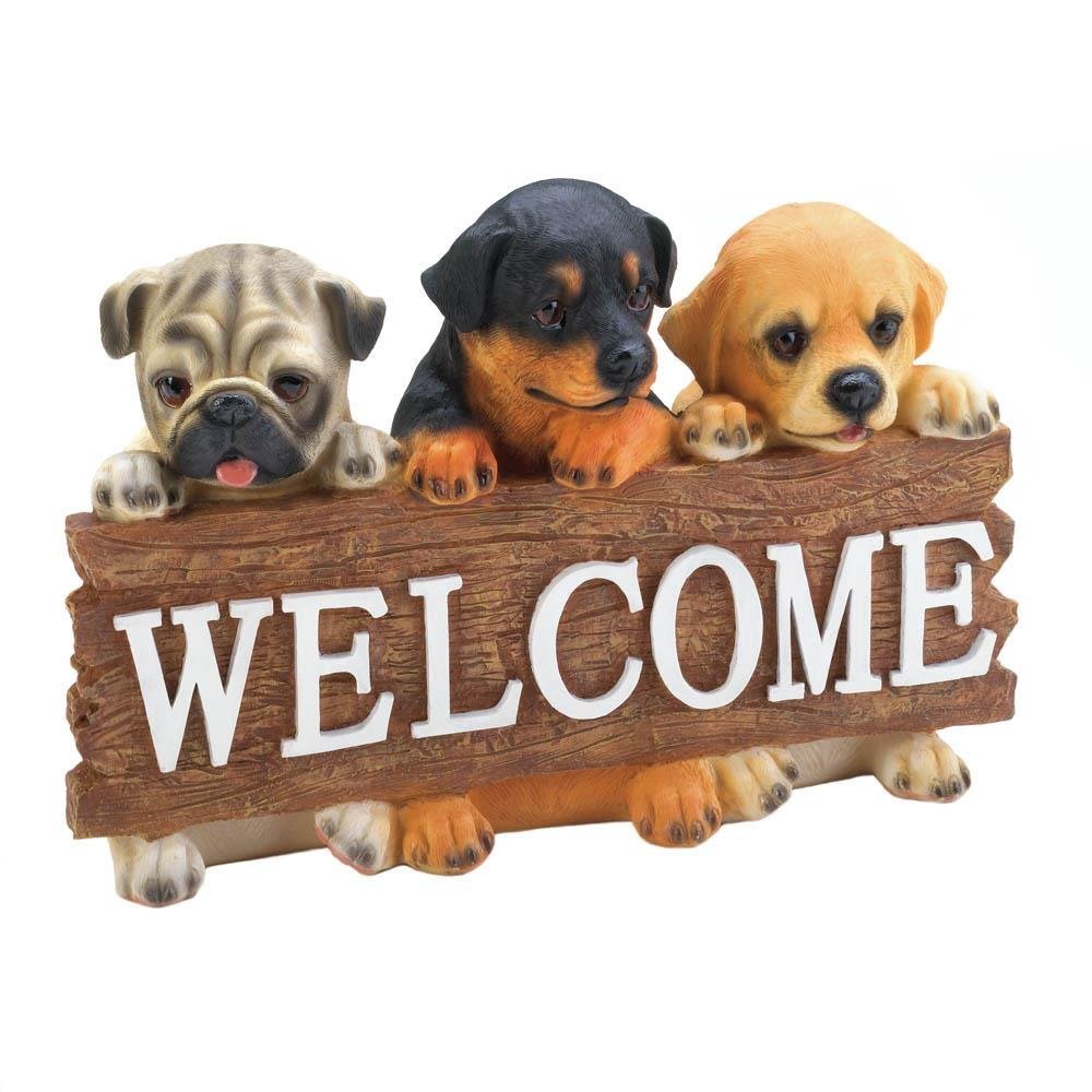 Puppy Welcome Sign for Outdoor Garden, Porch & Yard - Durable & Weatherproof Dog-Themed Decorative Sign for Front Door, Patio & Lawn Decor