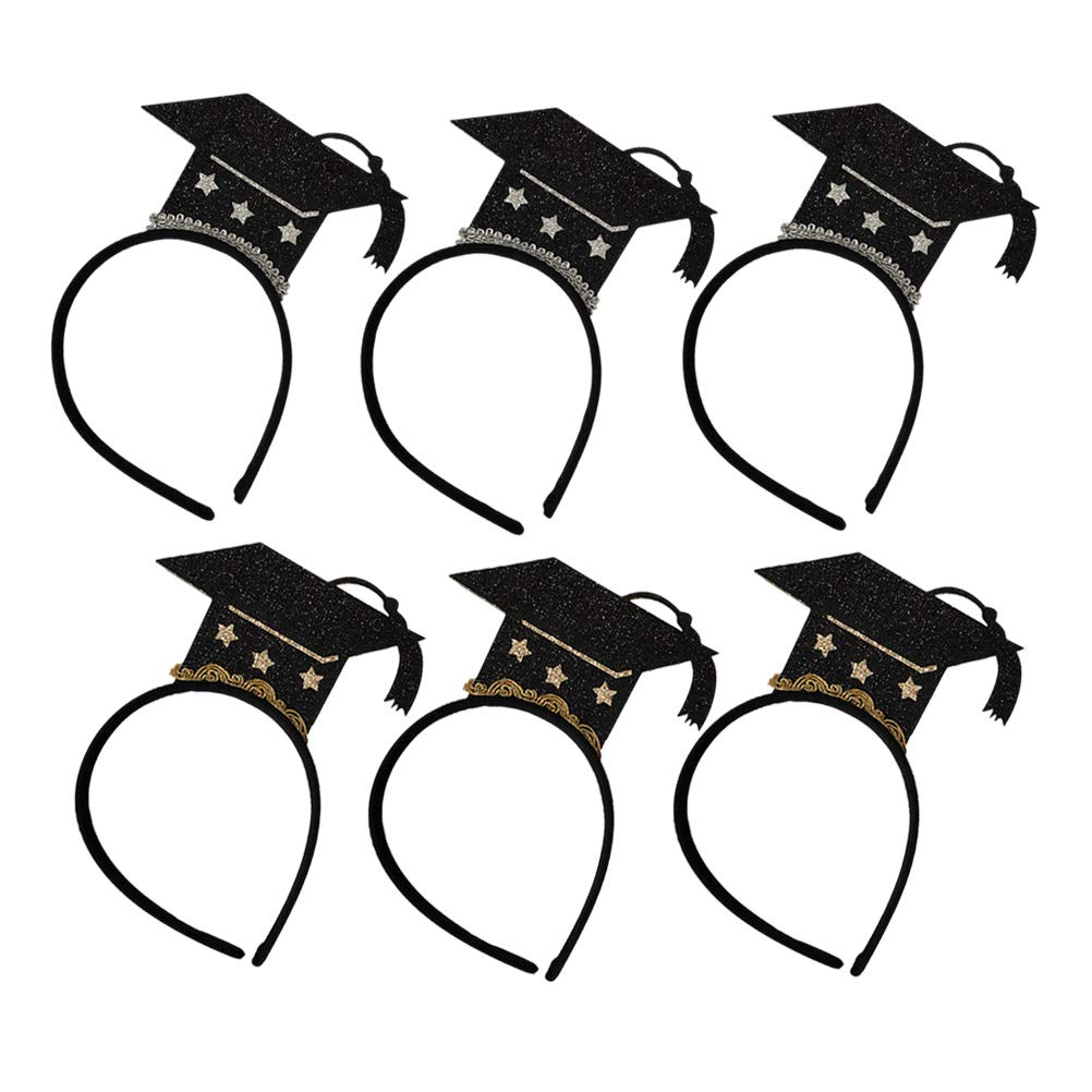 INOOMP 6-Piece Graduation Party Set - 2020 Grad Hair Bands, Cap Headbands & Photo Booth Props for Graduation Ceremony, Party Favors & European American Style Accessories - Perfect for Graduation Photos, Celebrations & School Events