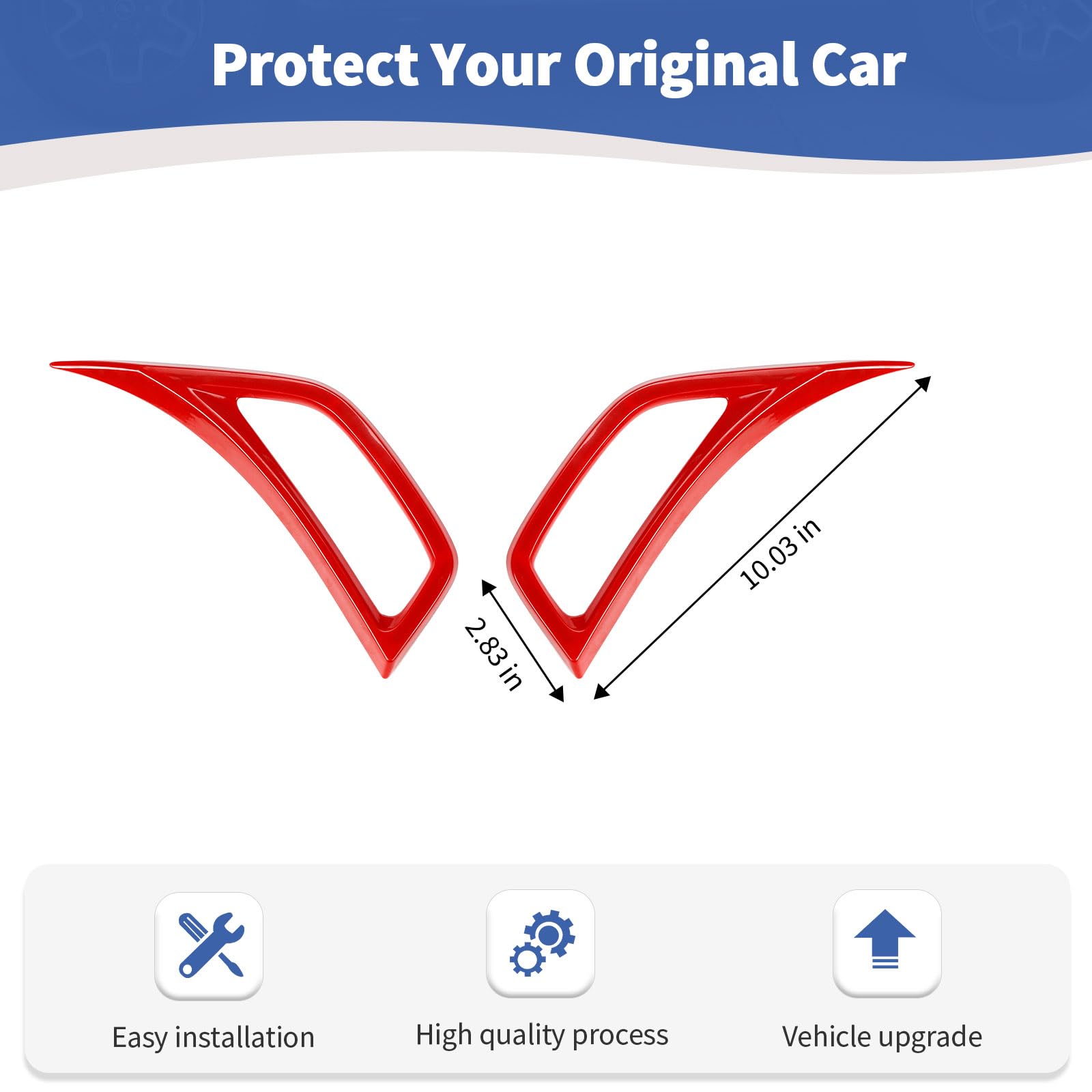 RT-TCZ Side Fender Vent Decal Trim Cover for Jeep Wrangler JL JLU & Gladiator JT (2018-2024) - Red Exterior Accessories (2-Piece Set) - Enhance Off-Road Style & Protection