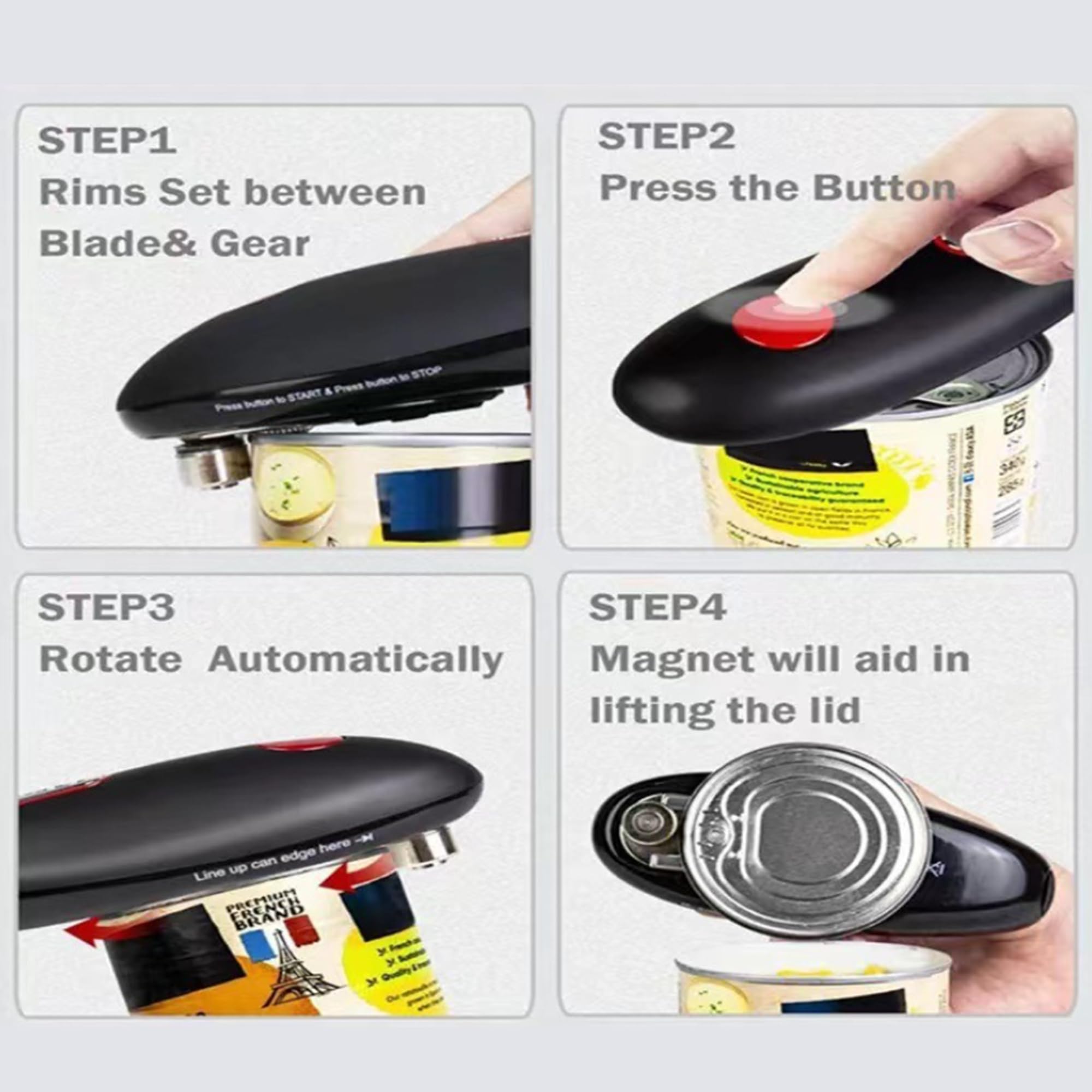 Electric Can Opener - Battery Powered Automatic One-Touch Opener for Kitchen, Seniors & Arthritis - Portable Small Black Can Opener for Easy Opening (Ideal for Elderly, Camping & Emergency Use)