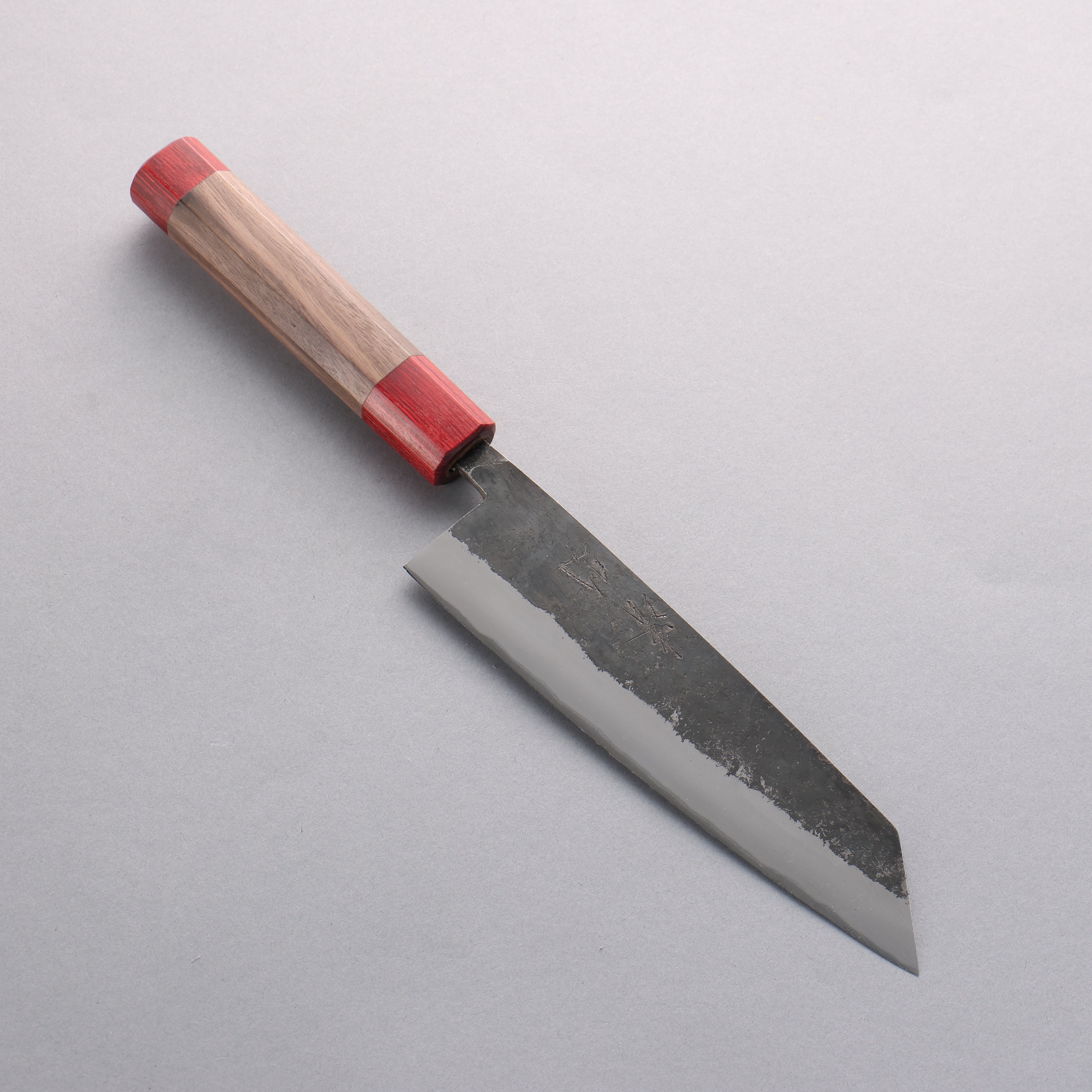Premium Seisuke Kurumi Blue Steel Kurouchi Bunka Knife 180mm - Walnut Handle with Double Red Pakka Wood - Perfect for Sushi, Vegetables & Precision Cutting