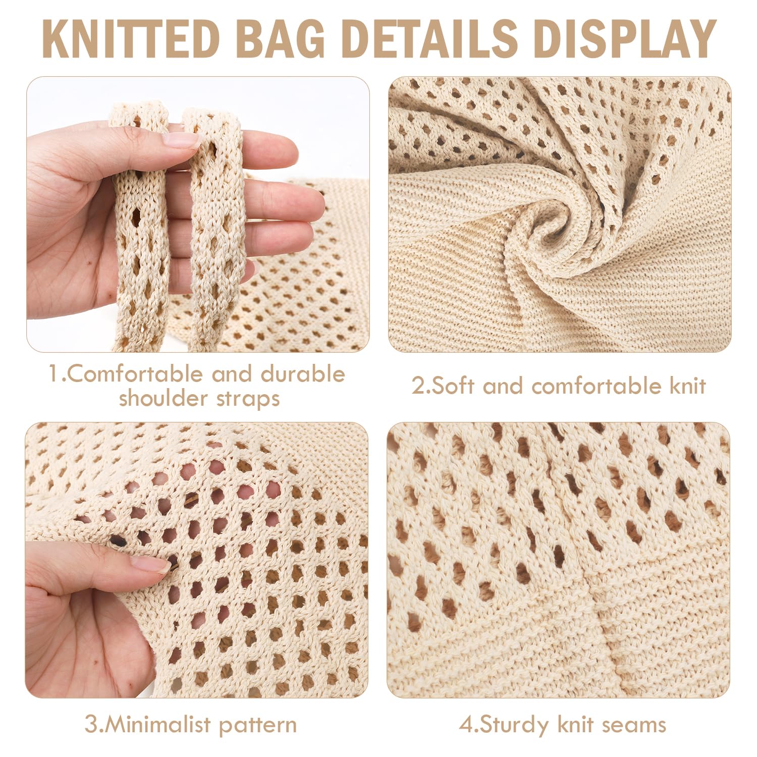 Stylish Ayieyill Crochet Tote Bag for Women - Breathable Mesh Beach Bag, Boho Knit Purse for Summer Vacation & Everyday Use | Perfect for Beach Trips, Shopping, and Casual Outings