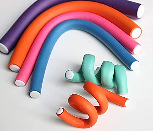 SUPER Hair Curling Flexi Rods Set of 10 - Soft Spiral Foam Rollers for Heatless Curls & Waves - No Heat Hair Curlers for Natural Curly Hairstyles - Perfect for Overnight Styling, Salon Results at Home, and Damage-Free Hair Care