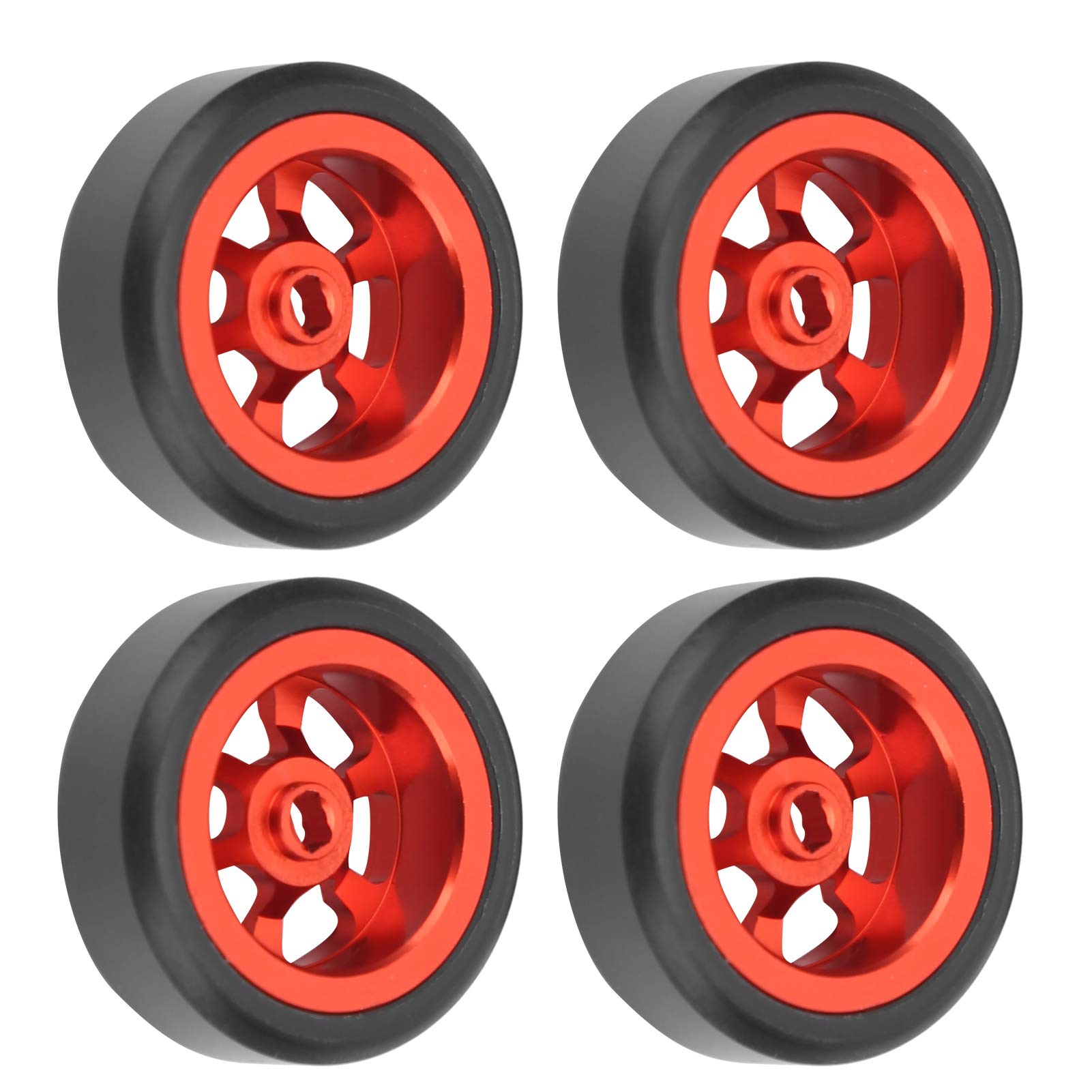 VGEBY 4pcs RC Drift Tires & Wheel Rims - Compatible with Wltoys K969 K989 P929 1/28 Scale RC Cars (Red) - High Performance Upgrade Parts for Racing & Drifting Scenes