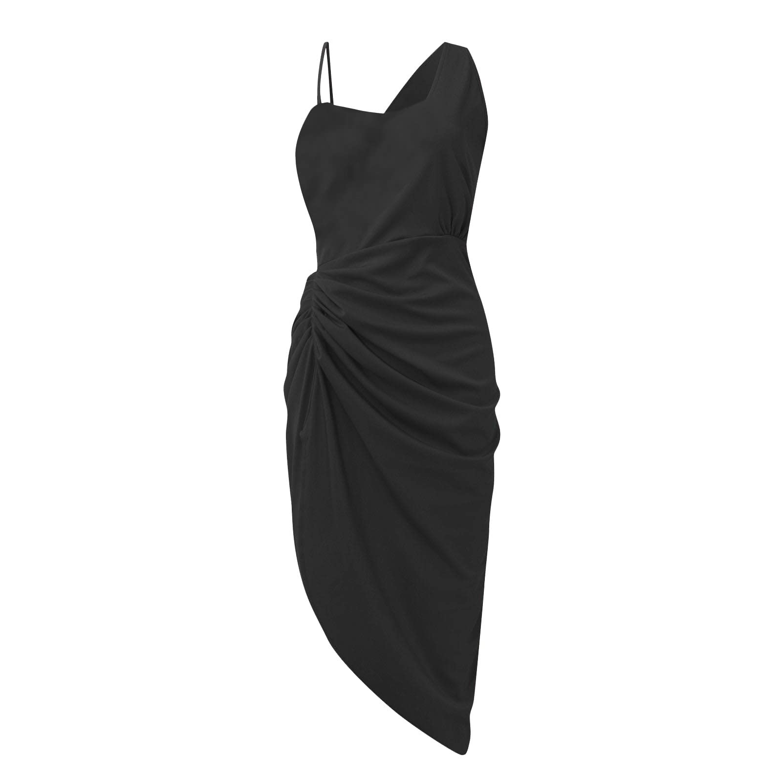 KUIOLYPOER Women's Sexy Sequin Slit Maxi Dress - One Shoulder Smocked Cocktail Dress for Summer Wedding Guest, Party & Evening Events