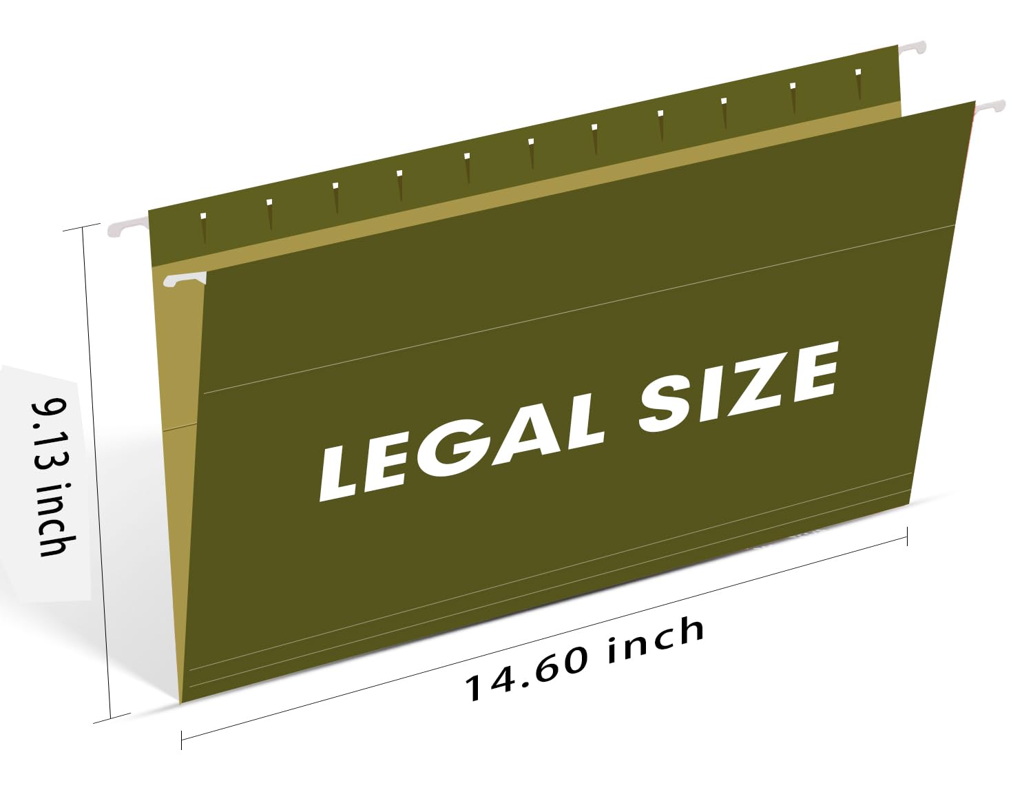 RAZCC 60 Pack Reinforced Hanging File Folders - Legal Size for Bulky Files, Adjustable Tabs, Green - Perfect for Office Filing Cabinets, Document Organization & Home Office Storage