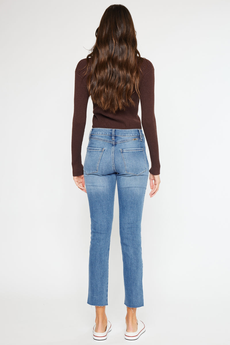 Nava High Rise Slim Straight Leg Jeans for Women - Stretchy Denim Pants with Comfortable Fit - Perfect for Casual Wear, Office & Date Night