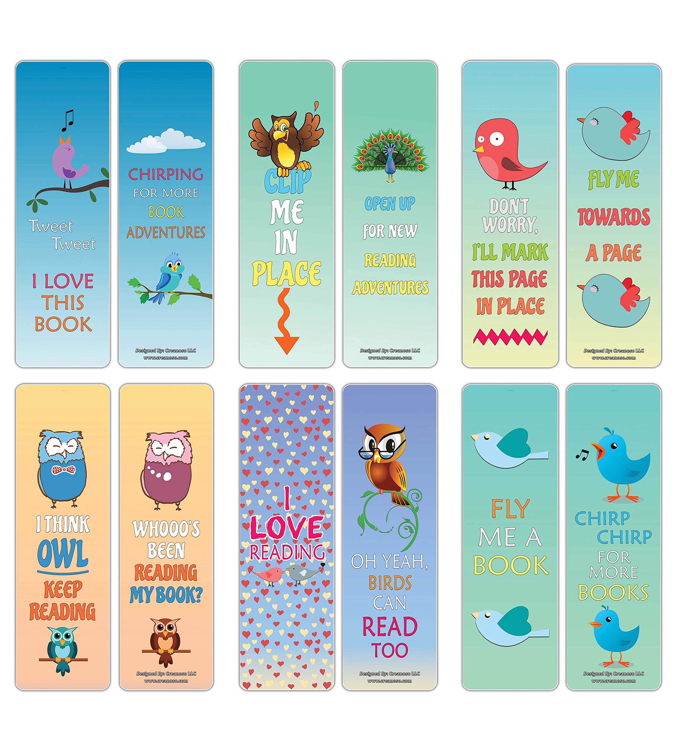 Premium 12-Pack Bird-Themed Reading Bookmarks for Men, Women & Kids - Bulk Assorted Designs - Perfect Book Lover Gifts for Teens & Adults - Great for Libraries, Book Clubs & Reading Enthusiasts