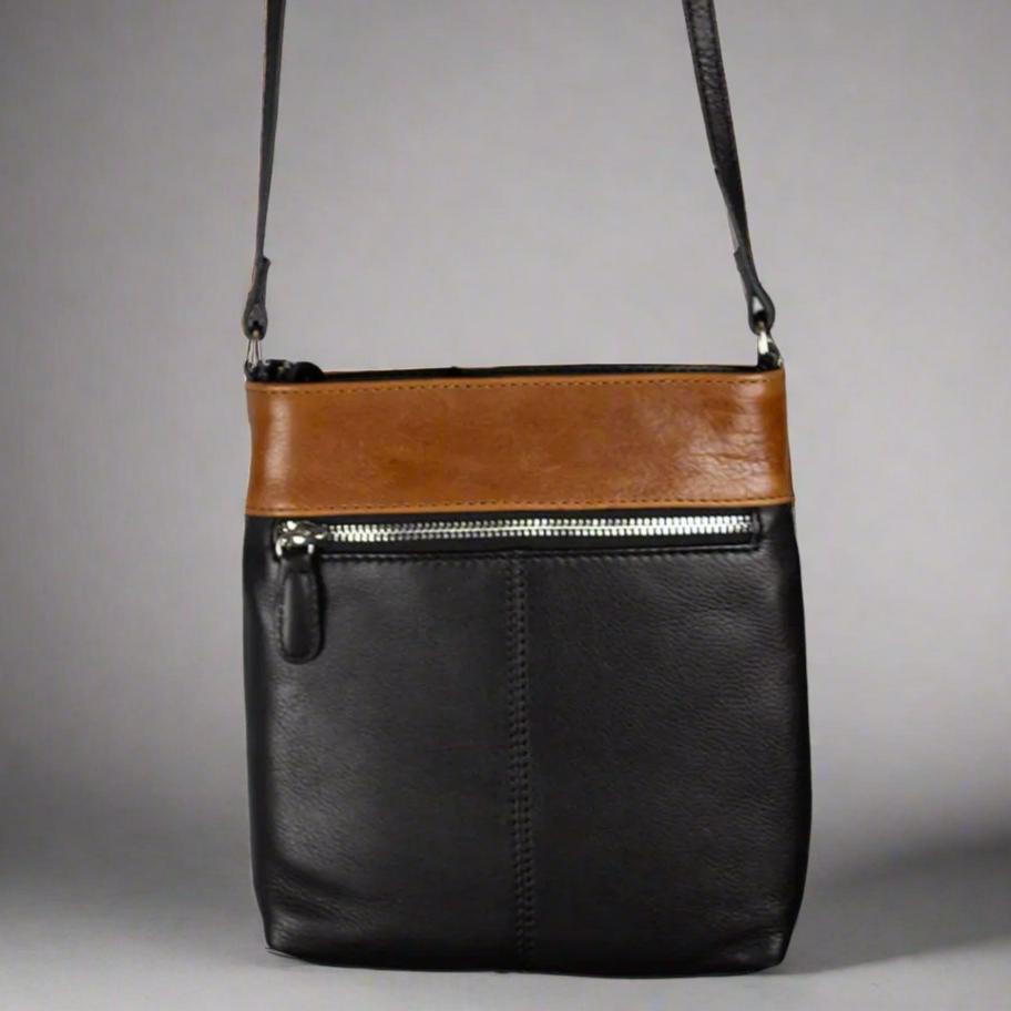 BOL Women's Leather Crossbody Bag with 3 Pockets - Stylish & Functional Purse for Everyday Use, Travel, and Work