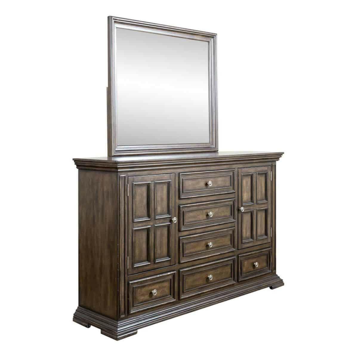 Big Valley Dresser Mirror 361 BR31/51 - Vintage Style Wooden Dresser Mirror for Bedroom Decor, Vanity & Makeup Station - Perfect for Home, Apartment, and Dorm Room Organization