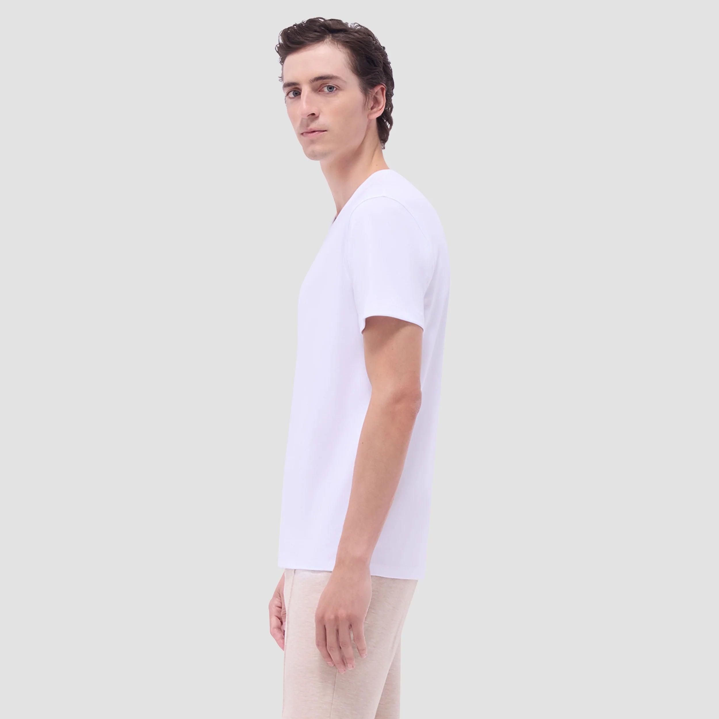 Bugatchi Holden Premium Pima Cotton V-Neck T-Shirt for Men - Soft & Breathable White Tee - Perfect for Casual Wear, Layering & Everyday Comfort