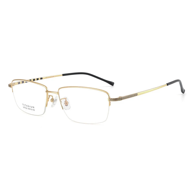 Bclear Men's Semi-Rimless Big Square Titanium Eyeglasses Frame 7822 - Lightweight Durable Glasses for Work, Reading & Fashion