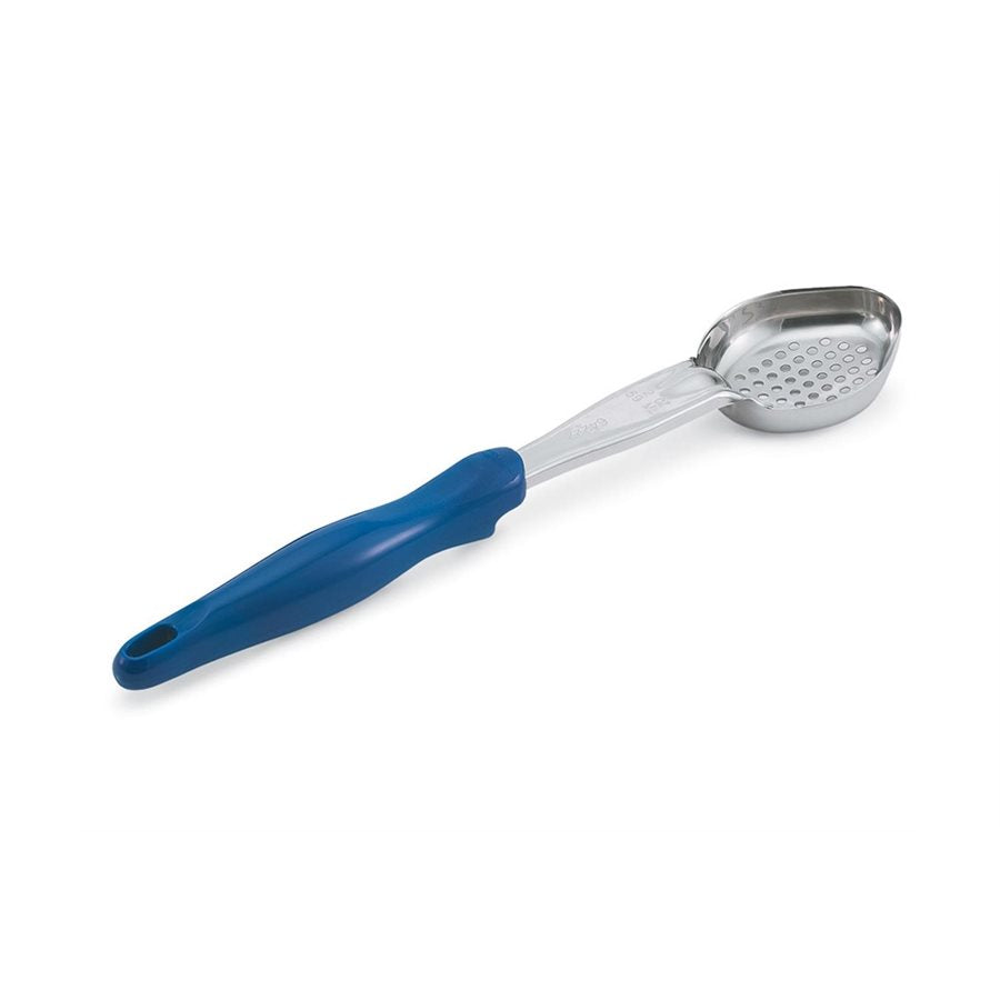 Vollrath 2 Oz Perforated Spoodle with Blue Handle - Perfect for Portion Control, Serving Salads, Pasta & Desserts in Restaurants, Cafes & Catering Services