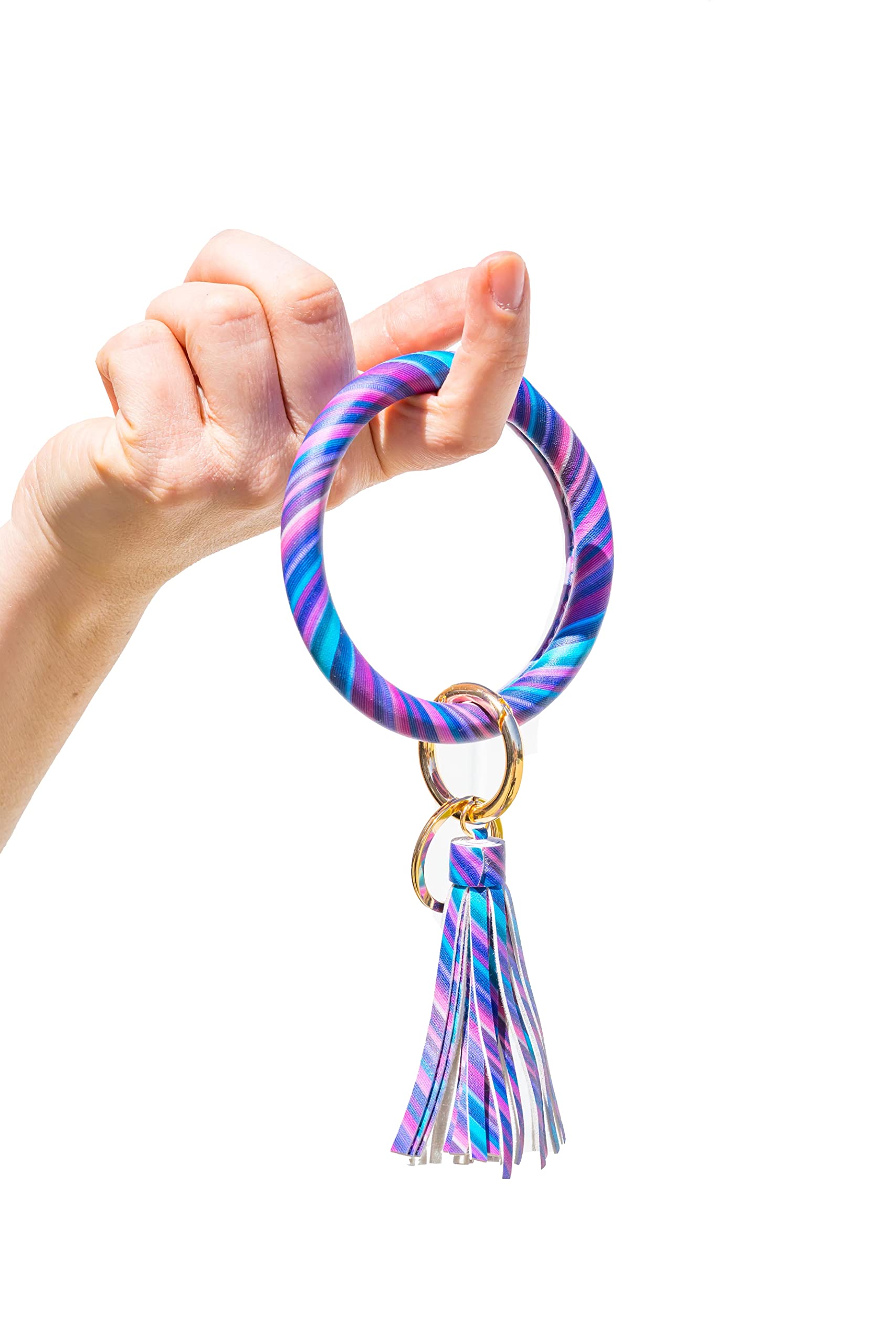 Krediz Key Ring Tassel Bracelets for Women - Adjustable Leather Wristlet Bangle with Removable Clasp & Matching Tassel | 4