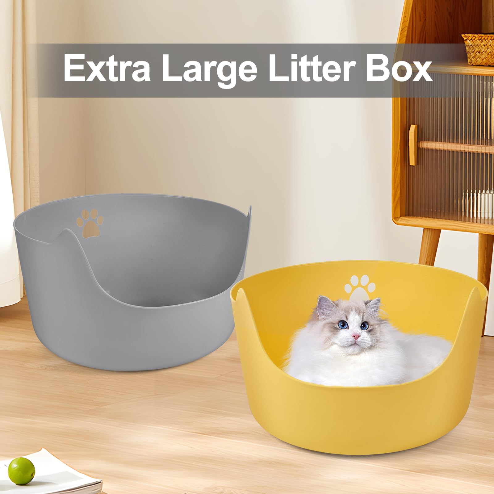 Extra Large Cat Litter Box with High Sides - 21.25