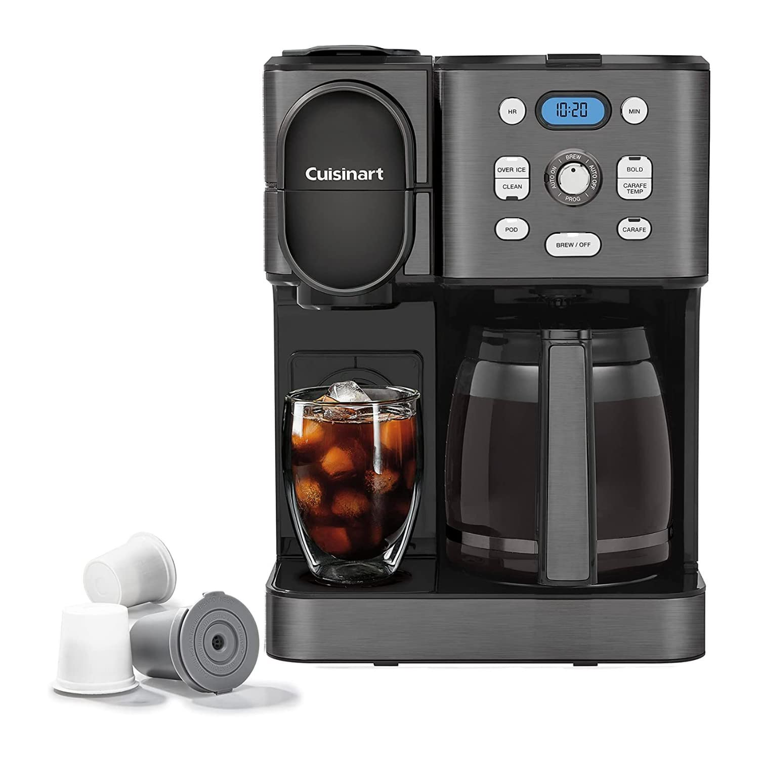 Cuisinart SS-16BKS 12-Cup Programmable Coffee Maker with Glass Carafe - Black Stainless Steel - Brews Hot & Iced Coffee - Perfect for Home, Office & Entertaining
