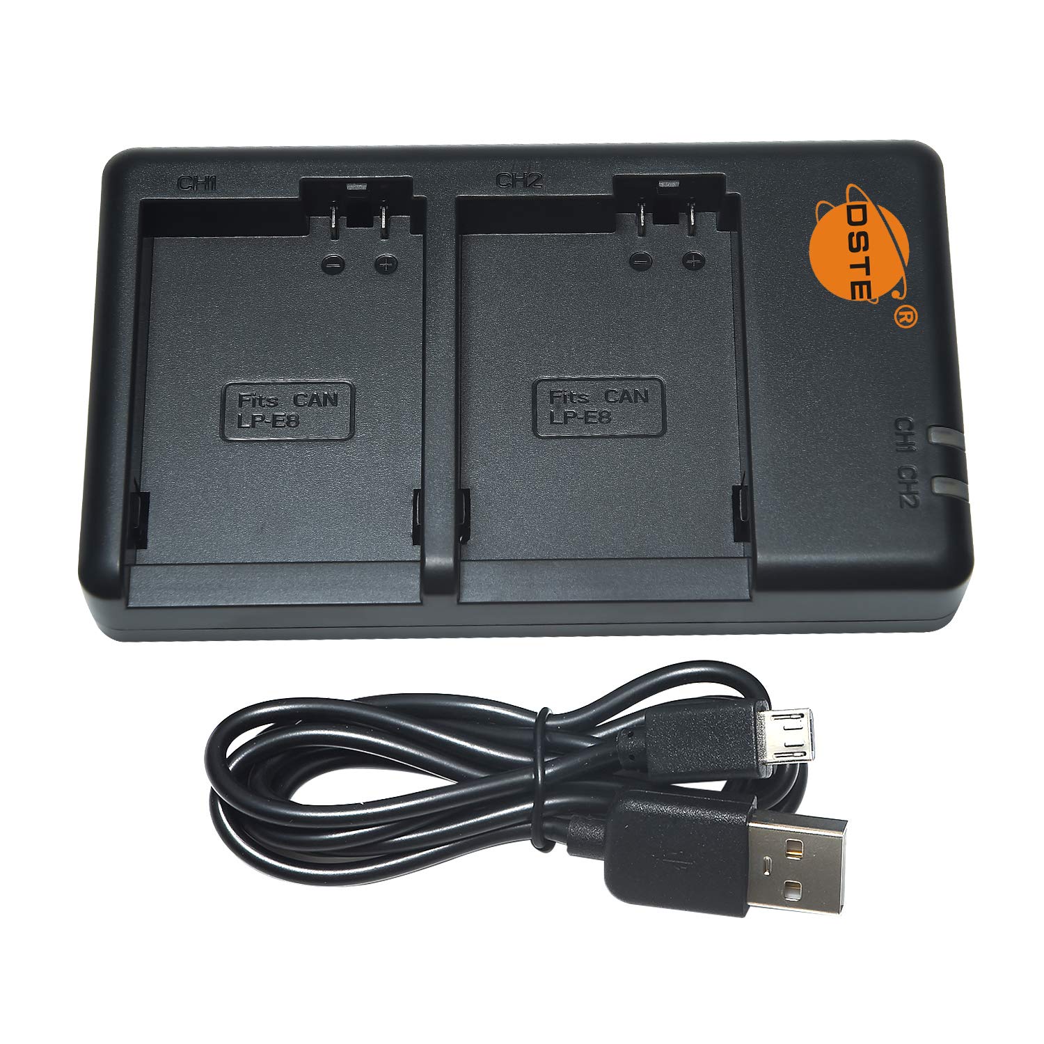 DSTE Replacement Dual Battery Charger with Micro USB Cable for Canon LP-E8 - Fast Charging, Travel-Friendly Design - Perfect for Photography, Vlogging & Outdoor Shooting